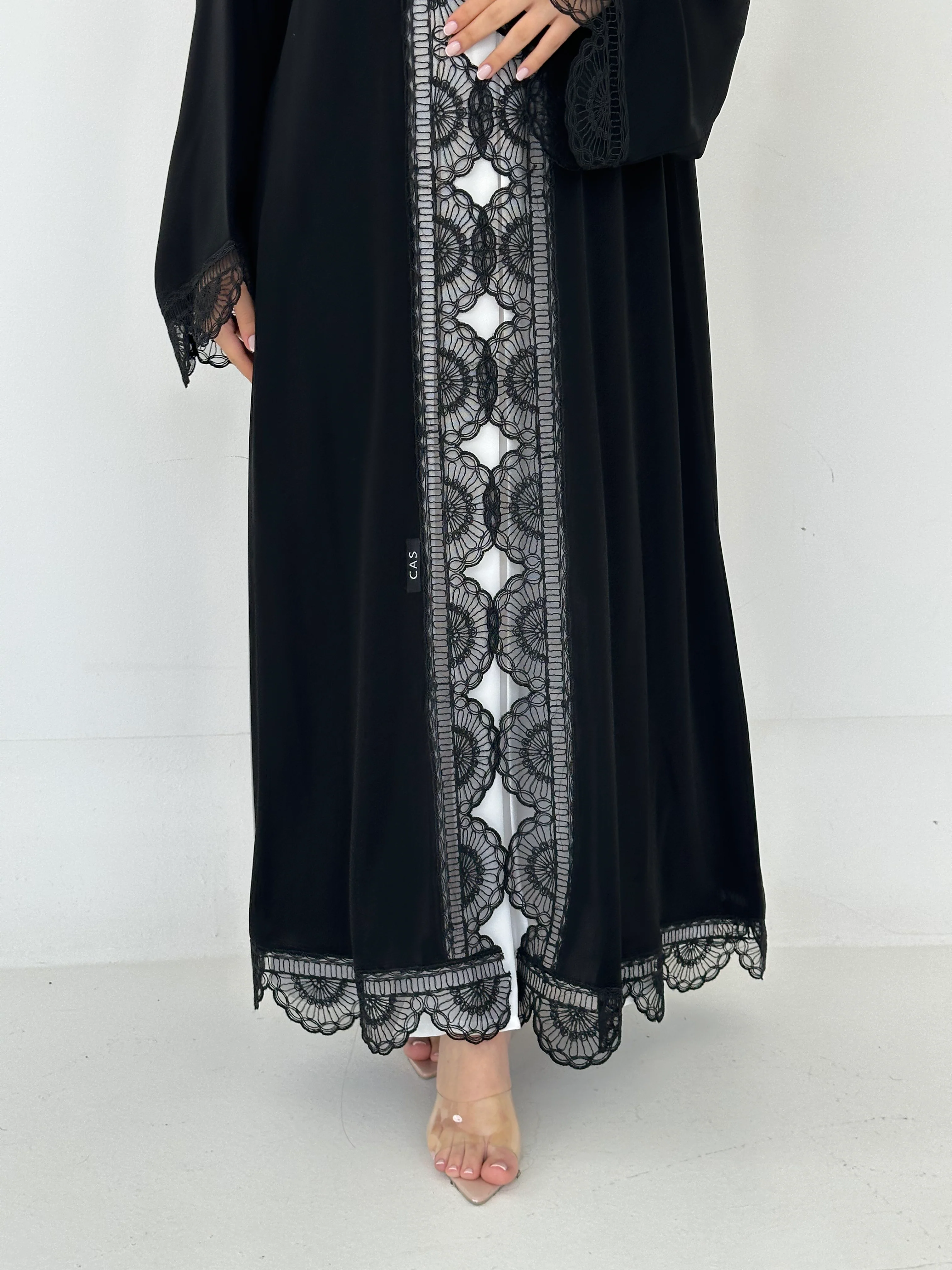 C 2299 Black Lace Abaya - Image 4