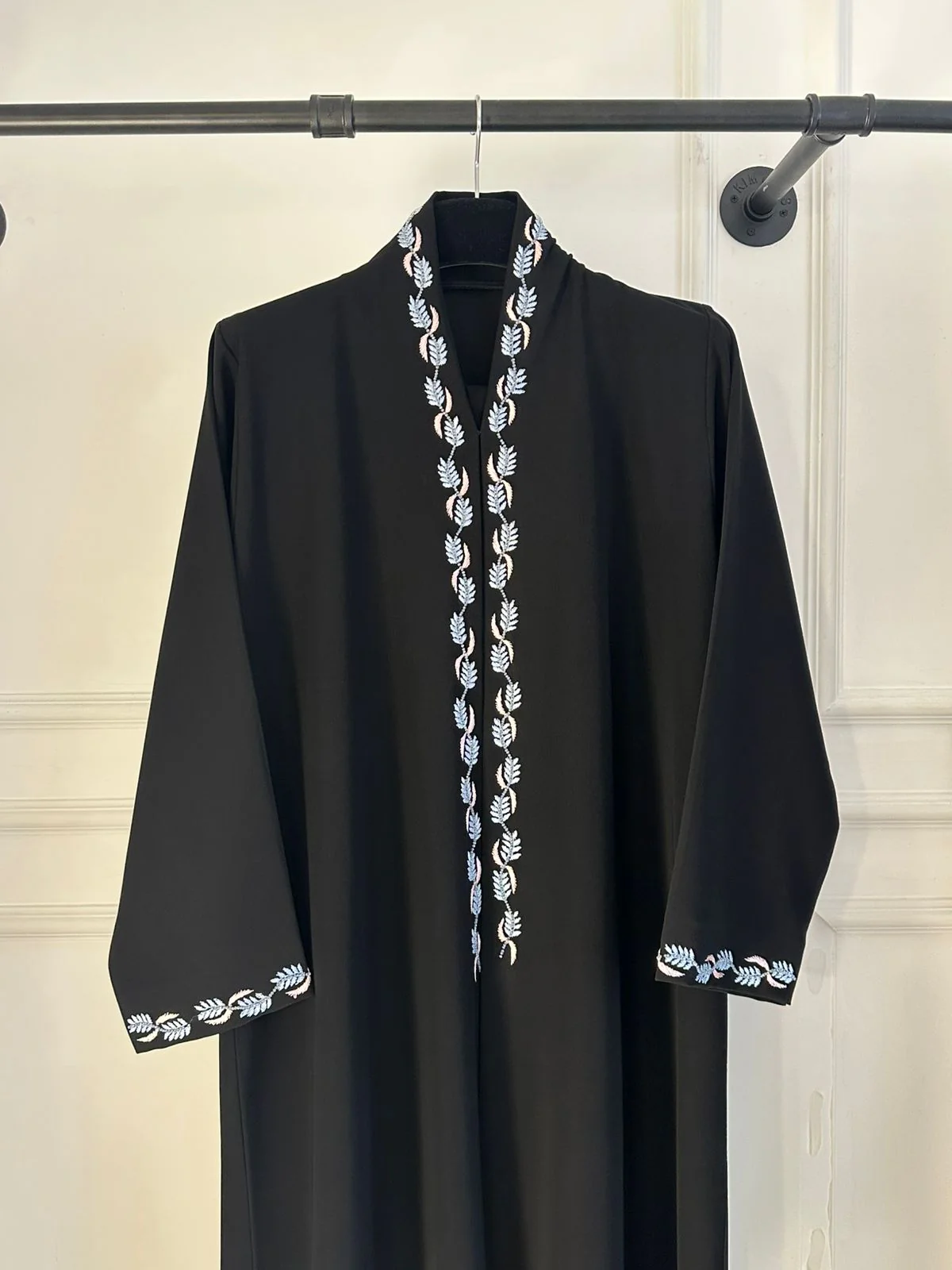 C 2311 Black Embroidered Abaya - Image 3