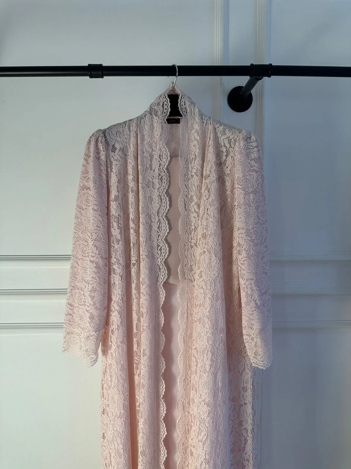 C 2324-03 Blush Pink Dantel Abaya - Image 3