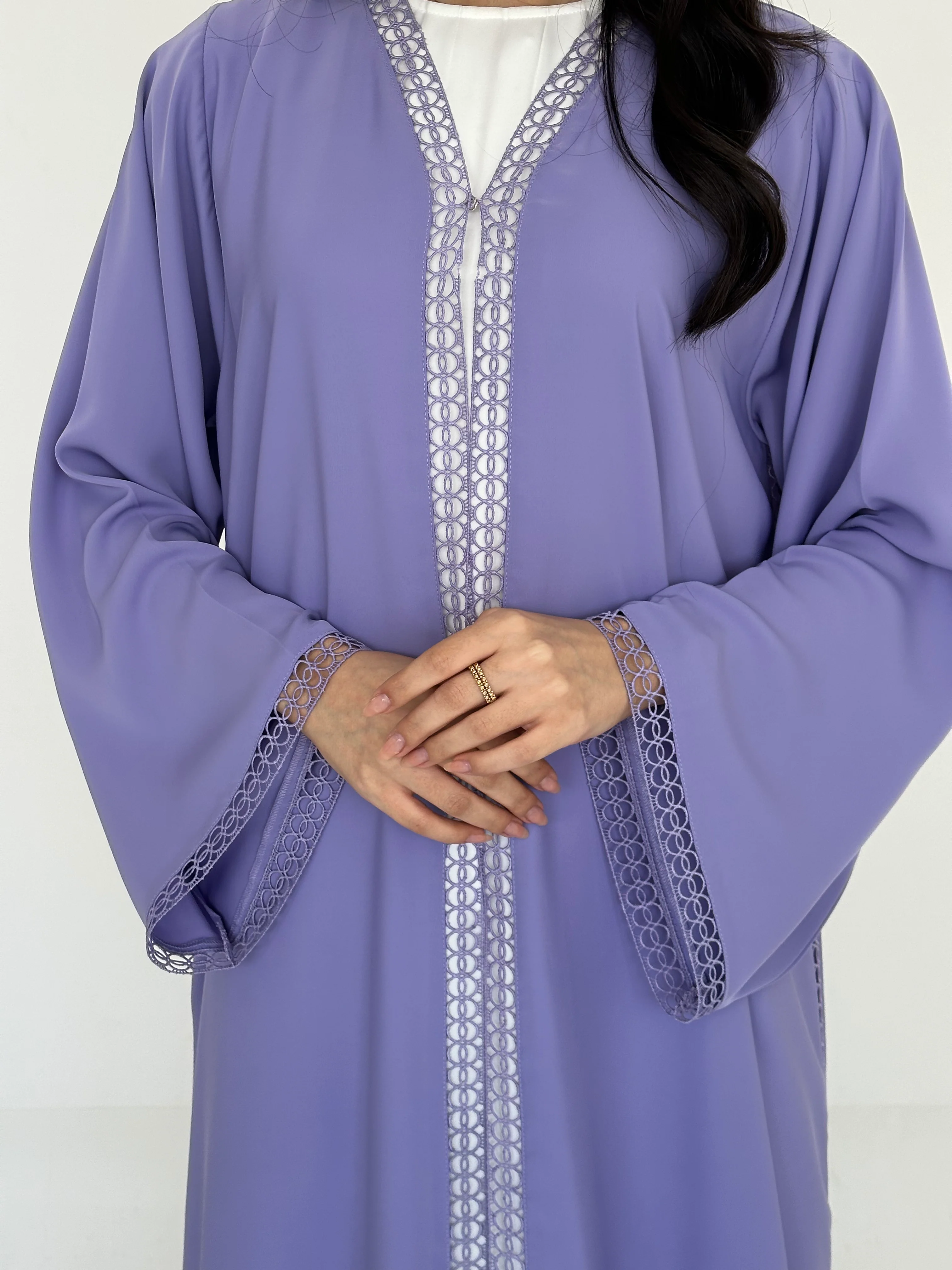 C 2325 Lavender Lace Abaya - Image 3