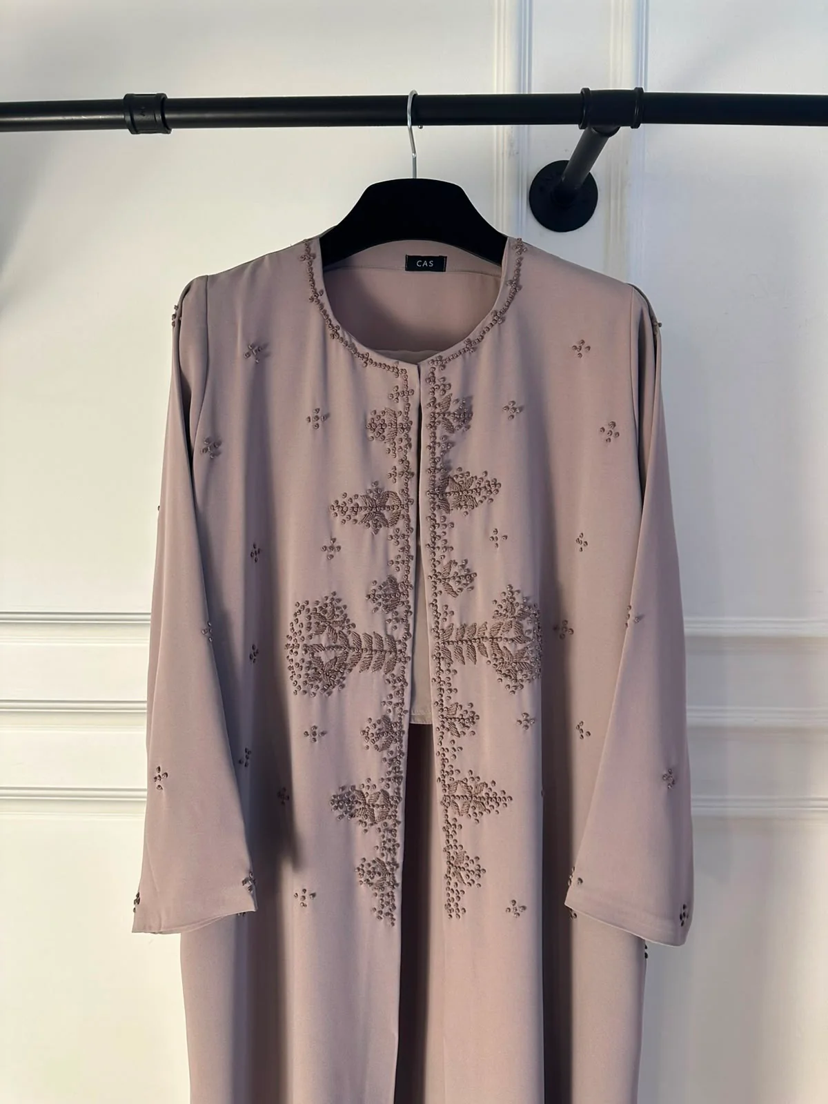 C 2369 Mauve Embroidered Abaya - Image 3