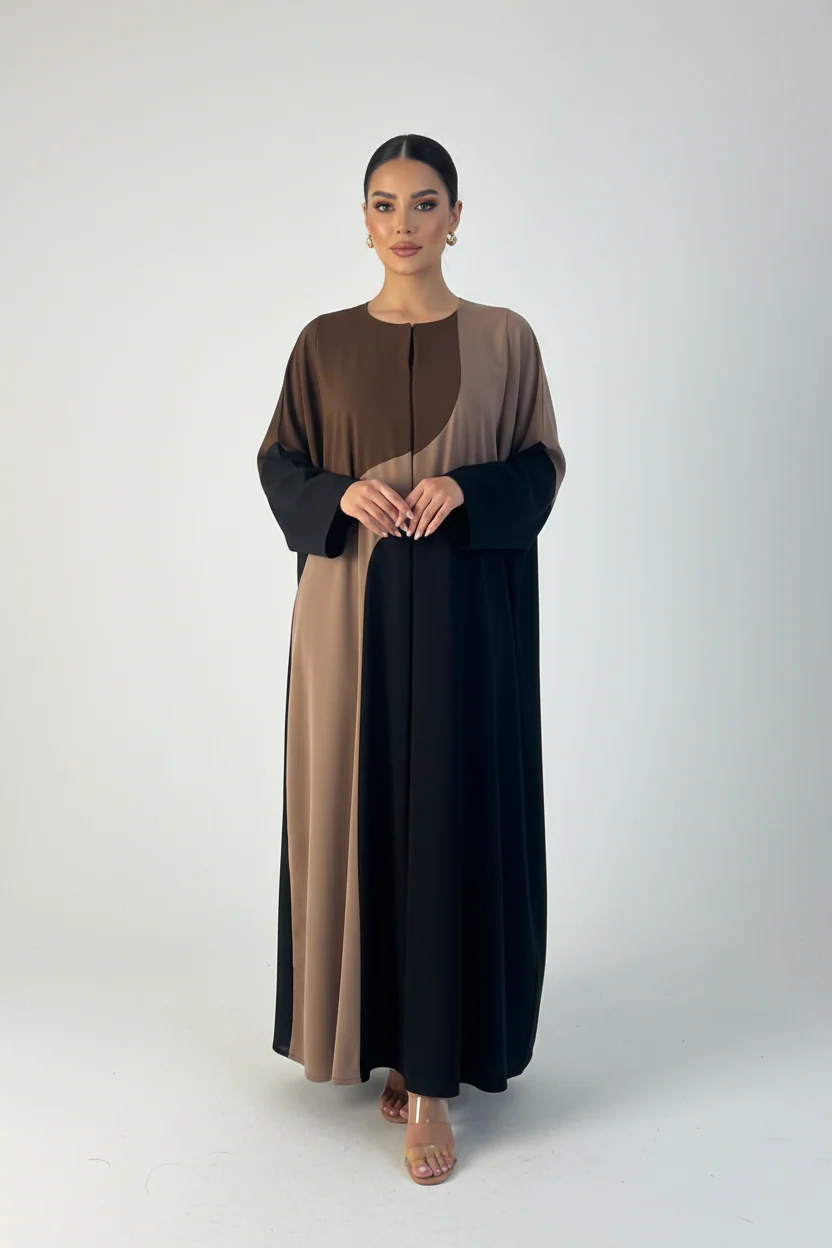 C 2379 Black Brown Abaya - Image 2