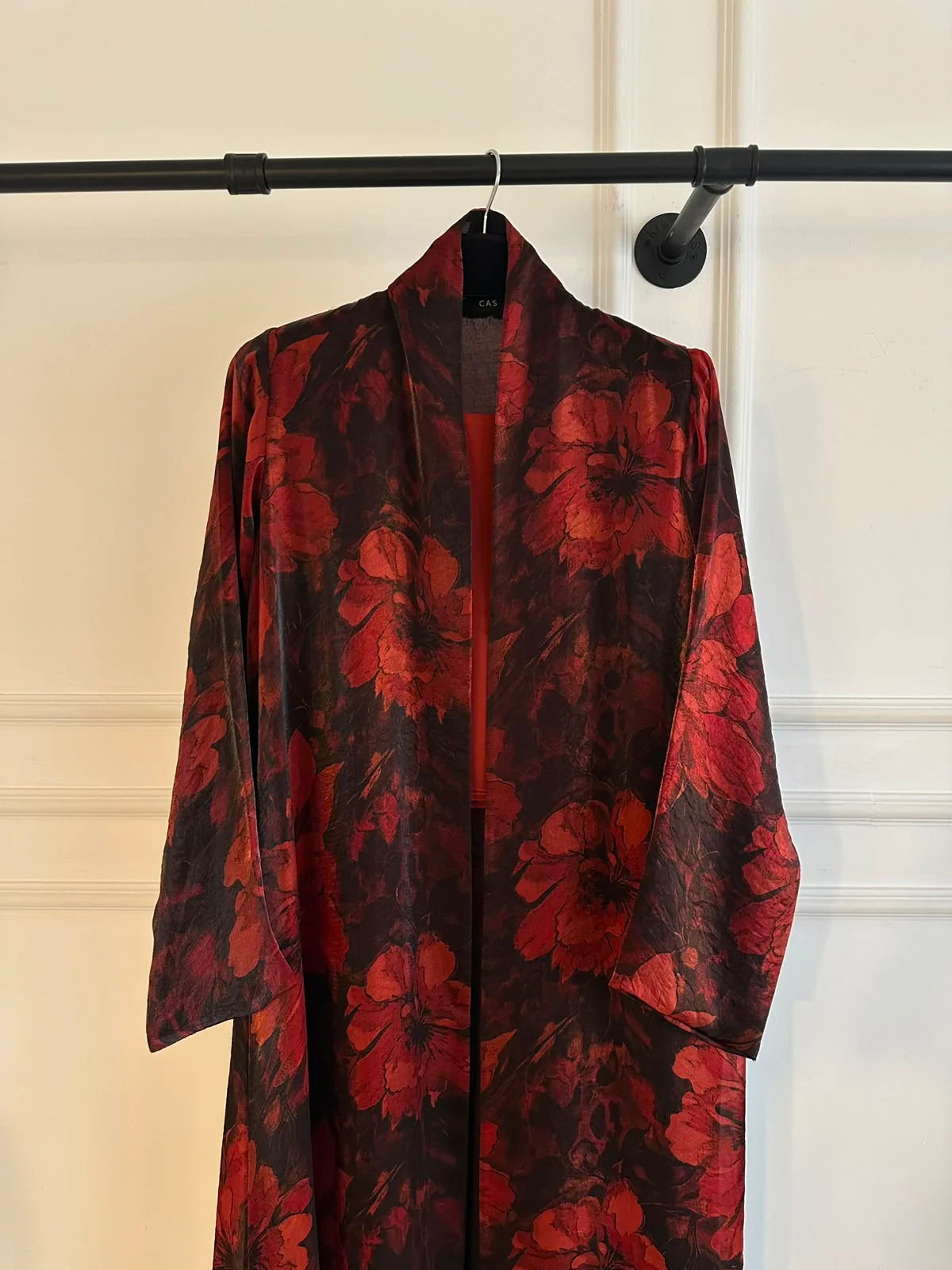 C 2437-02 Bright Red Floral Abaya - Image 3