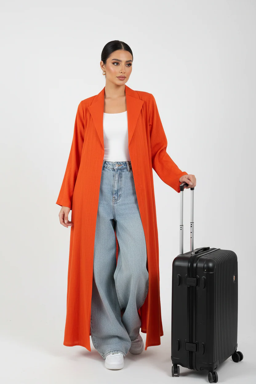 C 2466-01 Bright Orange Travel Abaya - Image 2