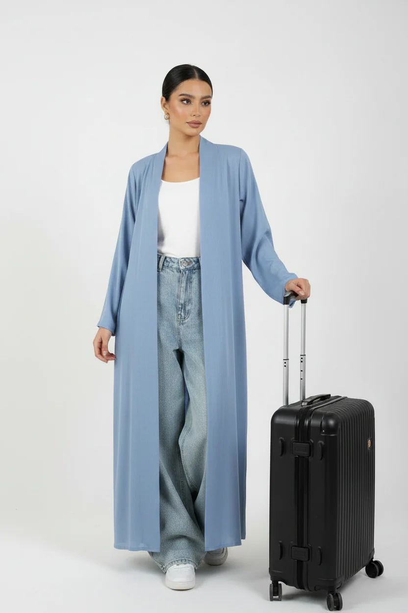 C 2466-03 Sky Blue Travel Abaya - Image 2