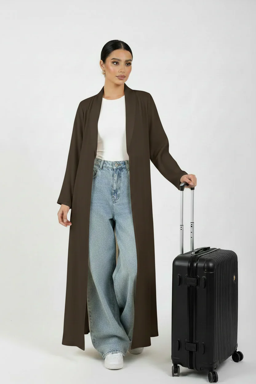 C 2466-11 Chocolate Brown Travel Abaya - Image 2