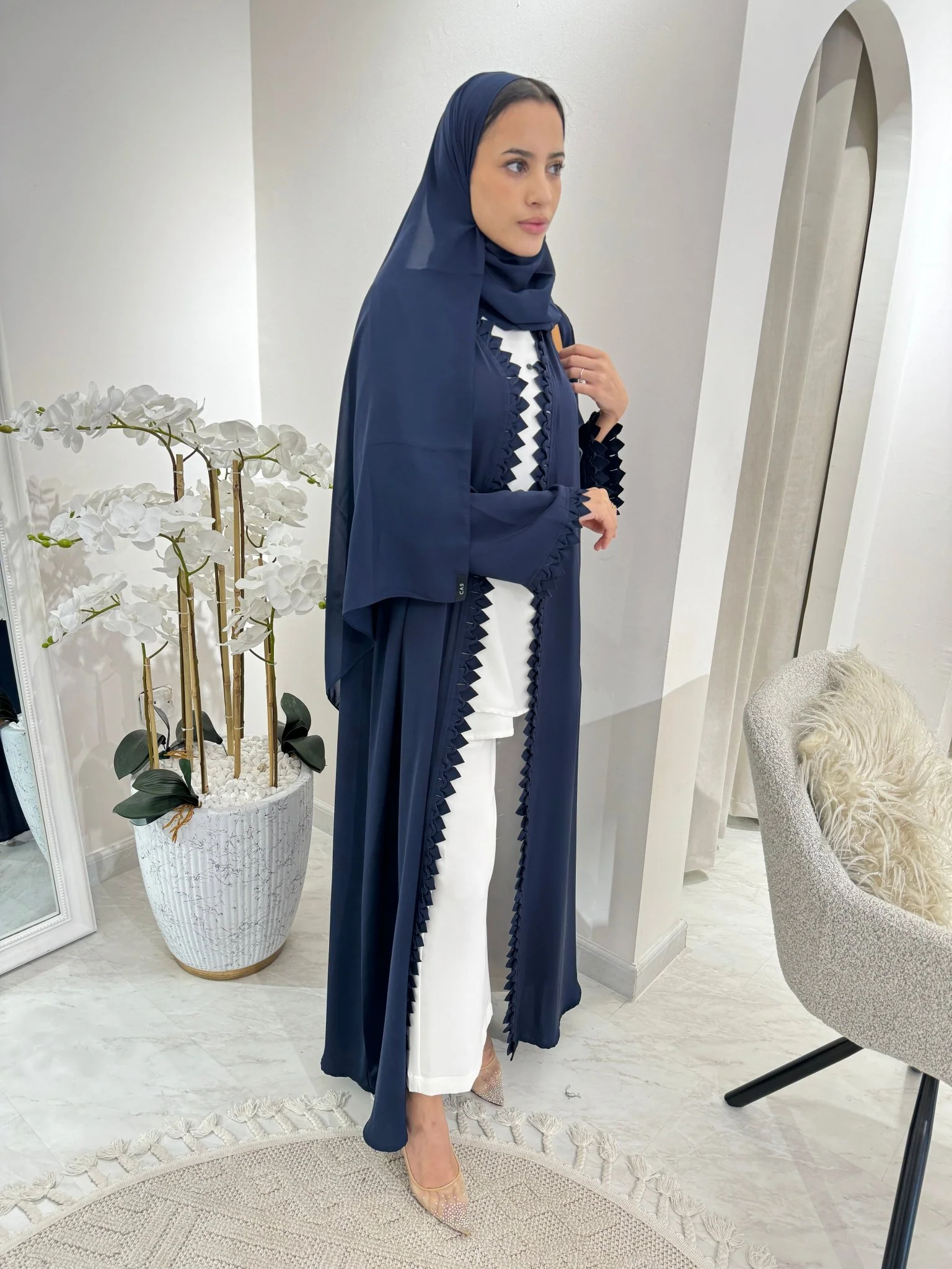 C 3D Zigzag Blue Nada Eid Abaya - Image 5
