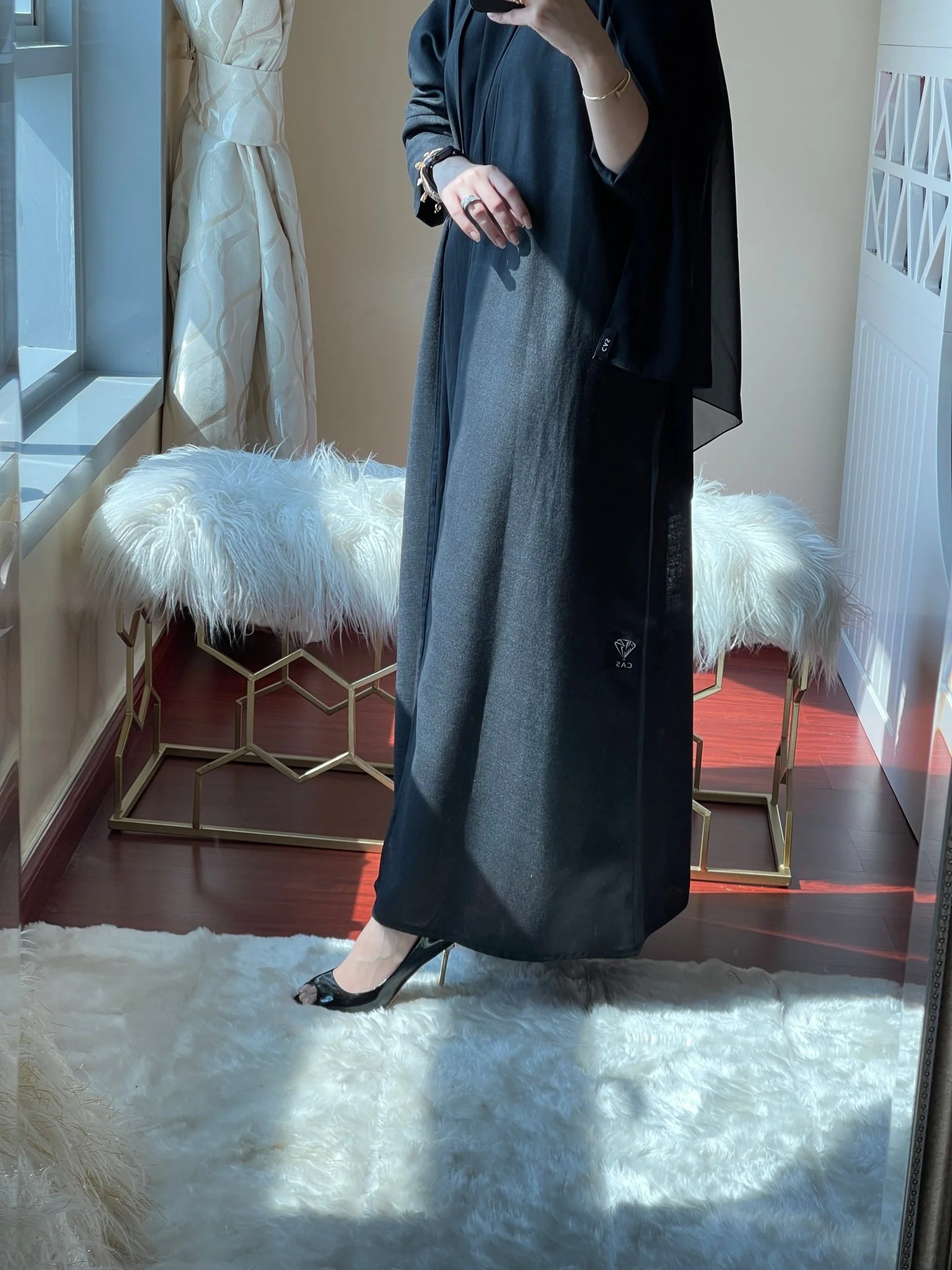 C-Basic-Black-Linen-Abaya - Image 3
