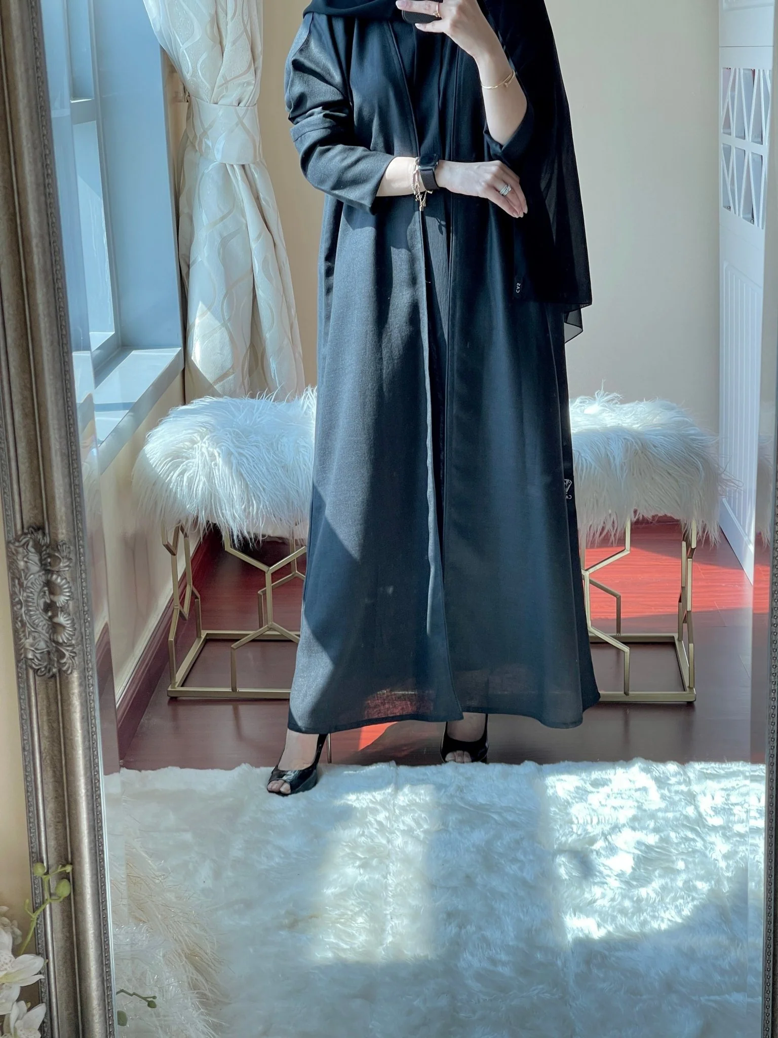C-Basic-Black-Linen-Abaya - Image 6