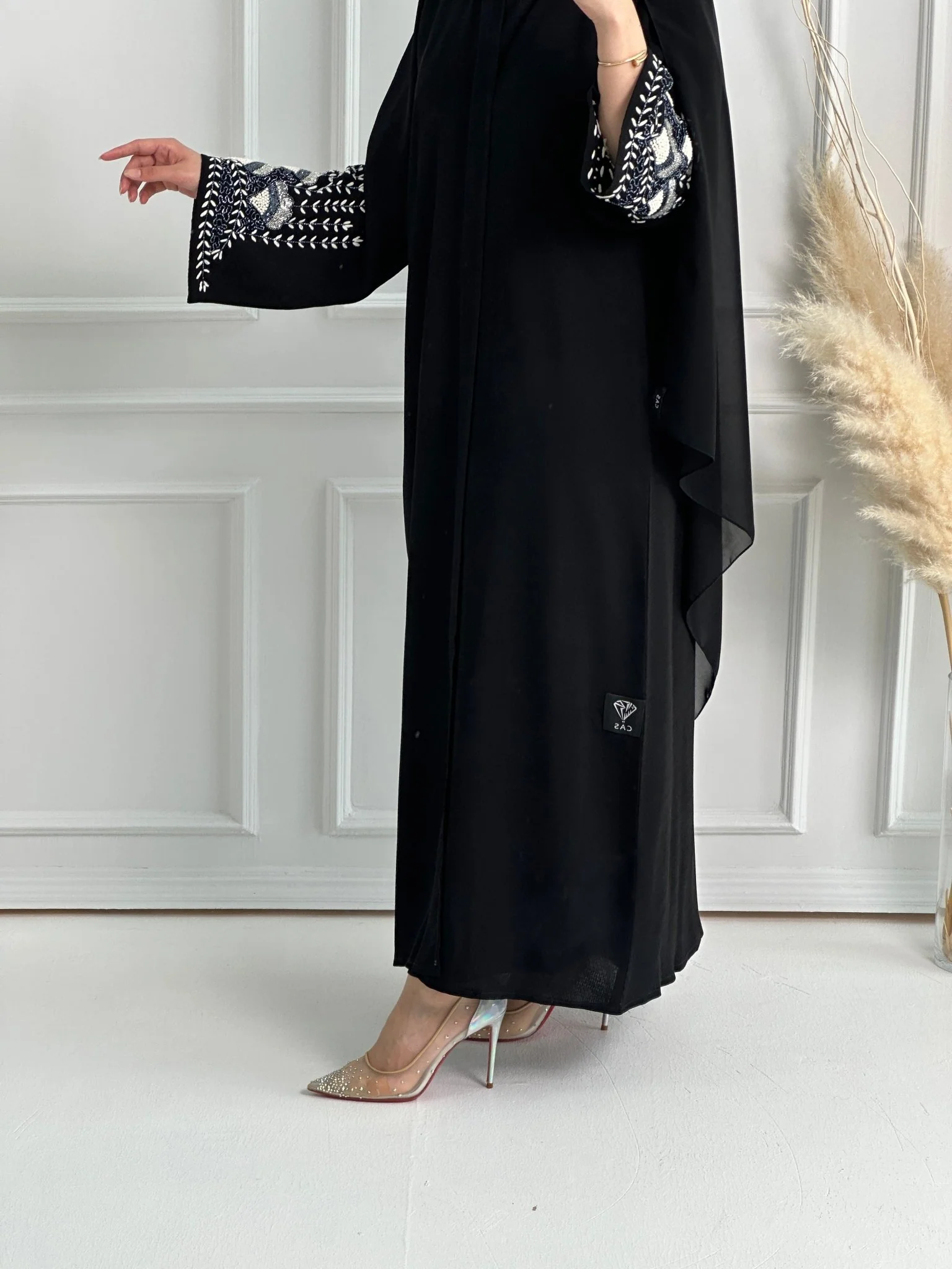 C-Black-Crepe-Evening-Abaya-61 - Image 5