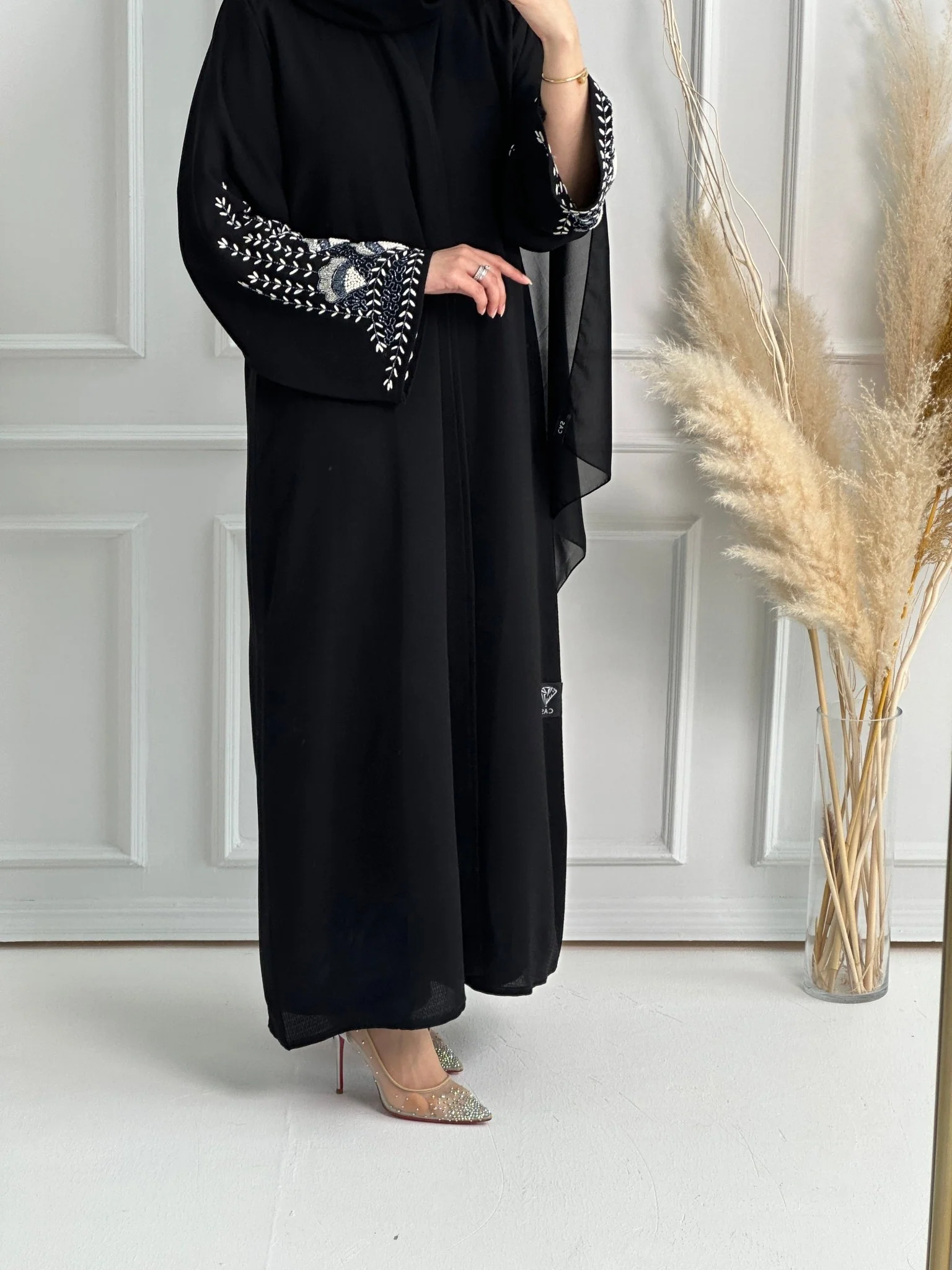 C-Black-Crepe-Evening-Abaya-61 - Image 6