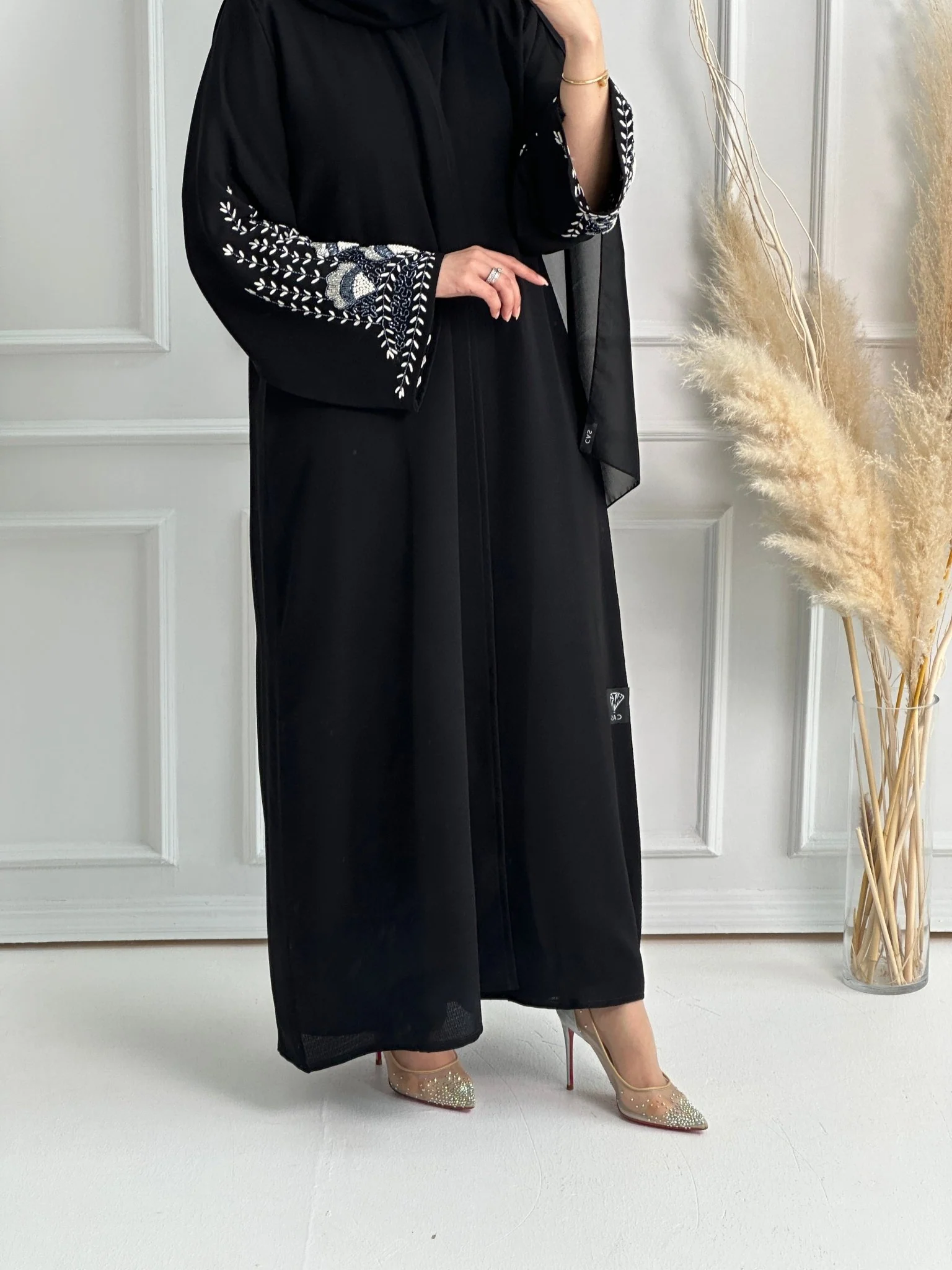 C-Black-Crepe-Evening-Abaya-61 - Image 7