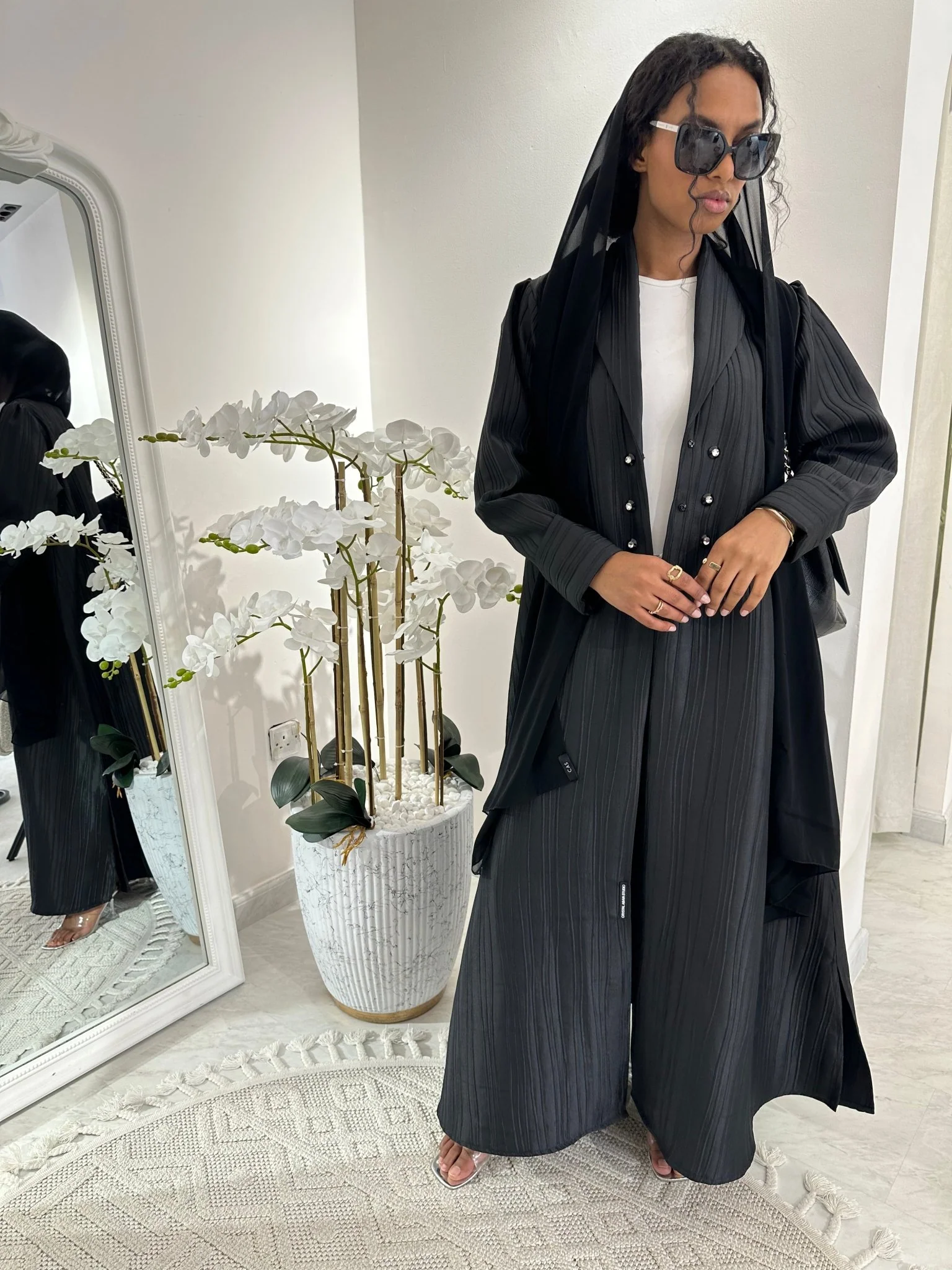 C Black Summer Work Abaya 02 - Image 2