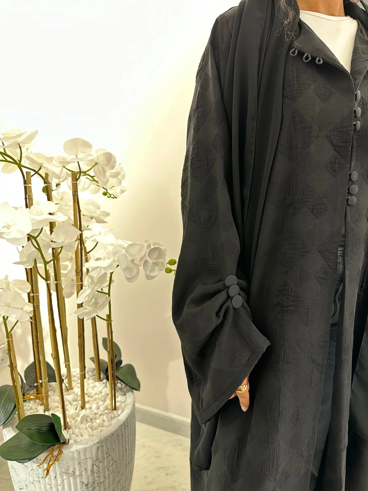 C Black Summer Work Abaya 11 - Image 3