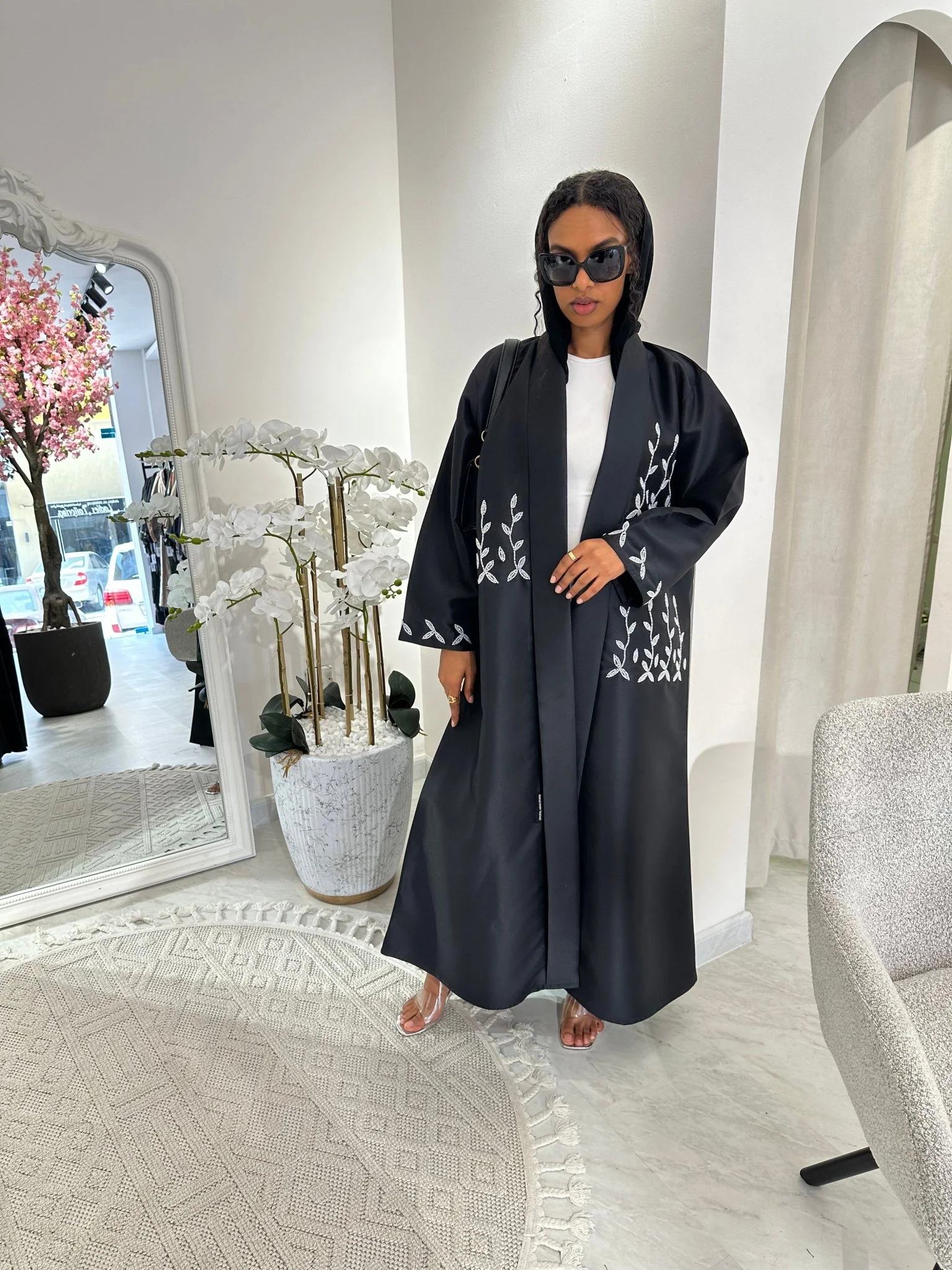 C Black Summer Work Abaya 25 - Image 3