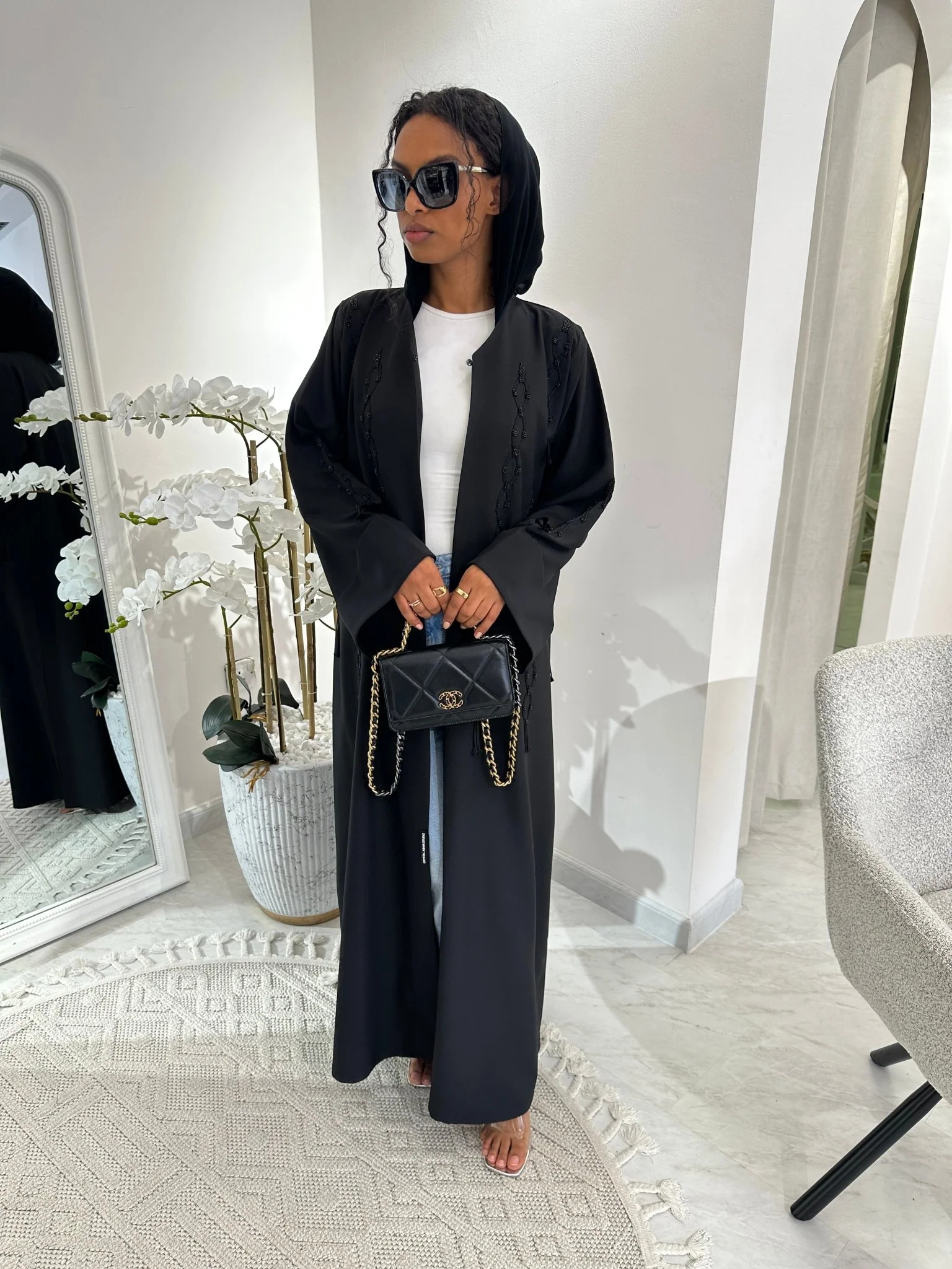 C Black Summer Work Abaya 32 - Image 3