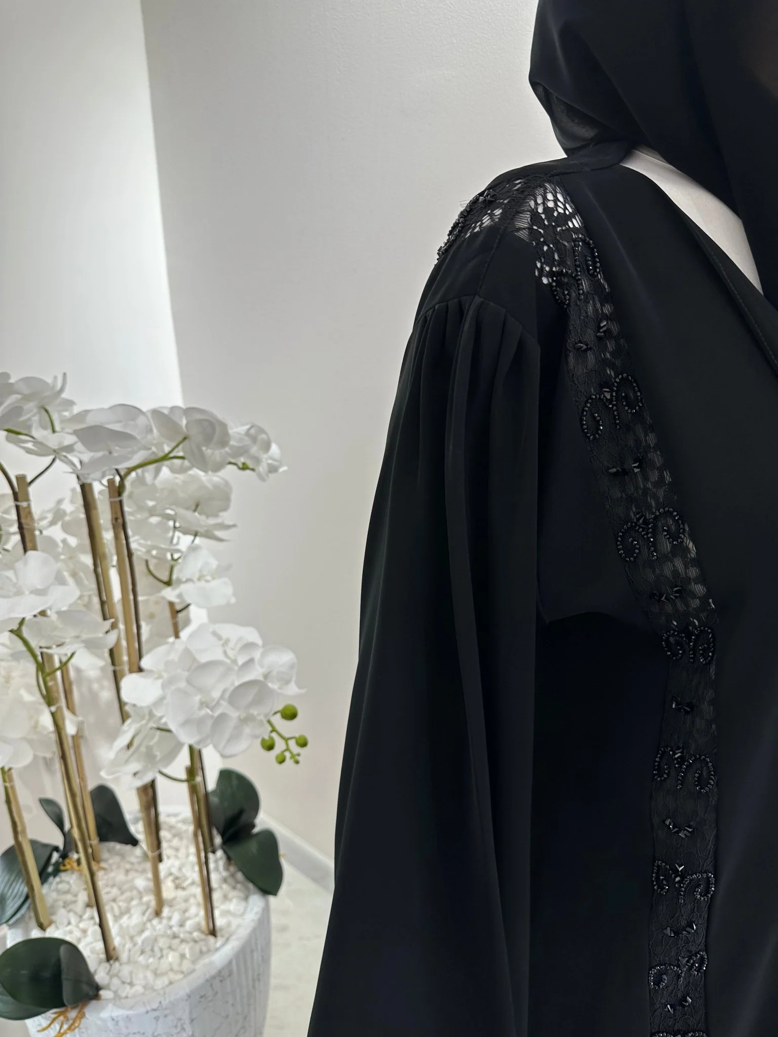 C Black Summer Work Abaya 34 - Image 3