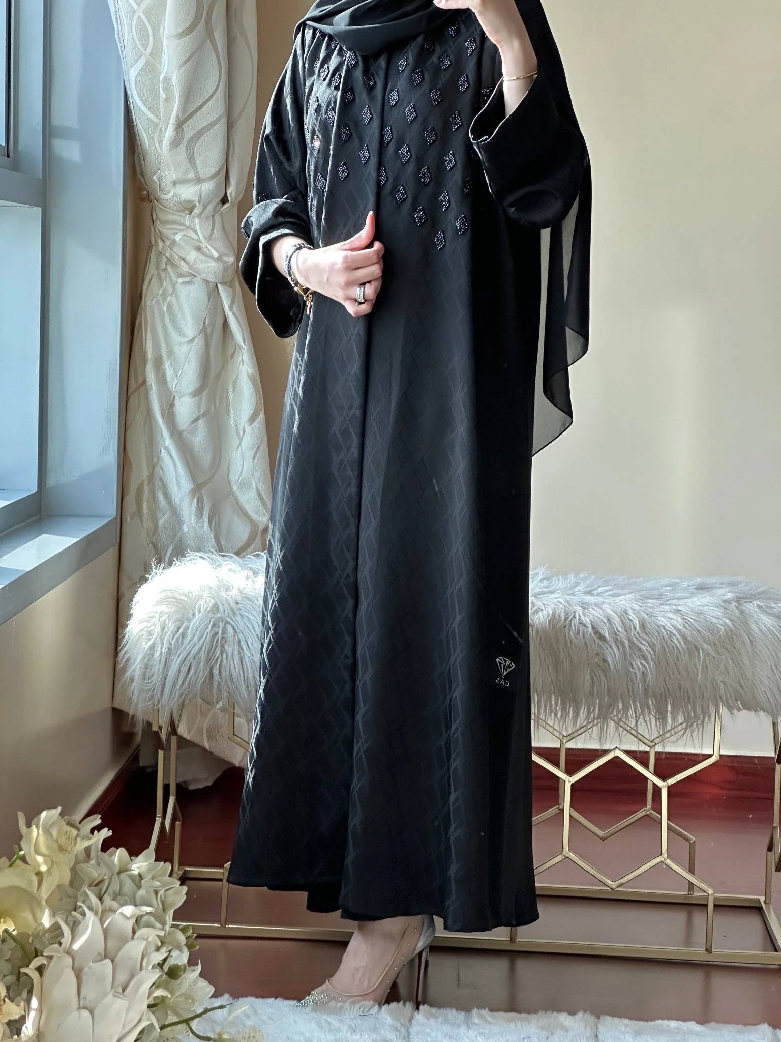 C-Black-Work-Abaya-104 - Image 5