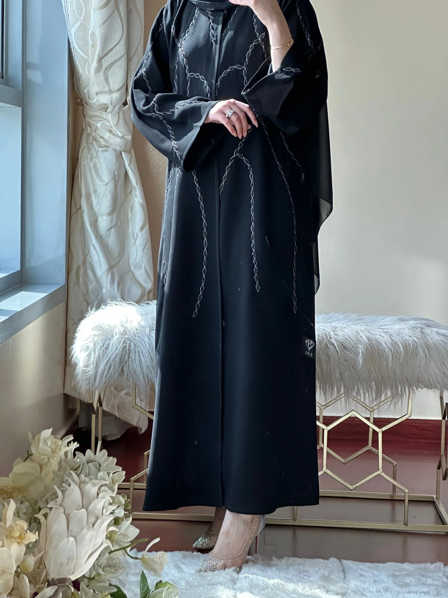 C-Black-Work-Abaya-105 - Image 3
