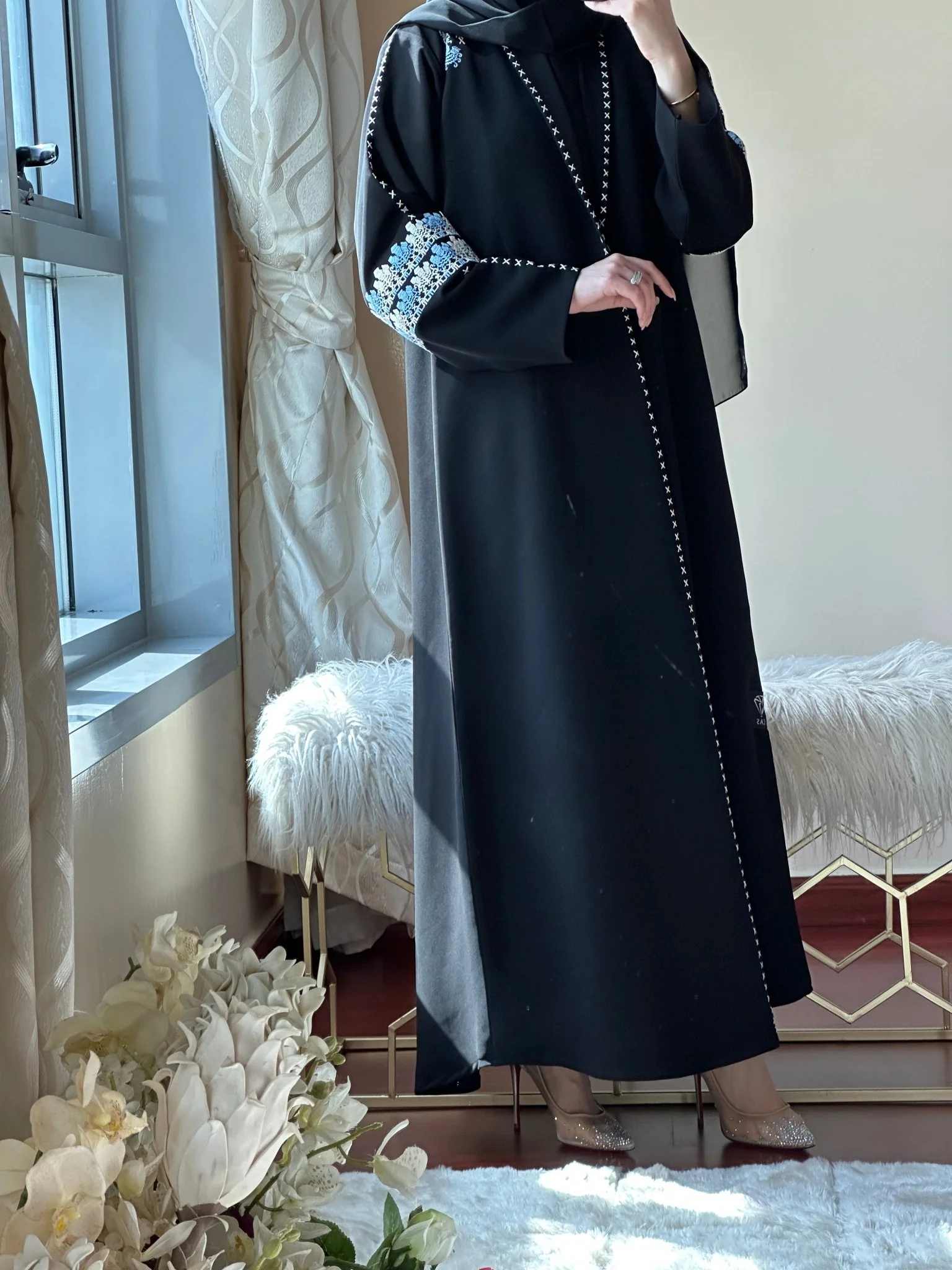 C-Black-Work-Abaya-108 - Image 4