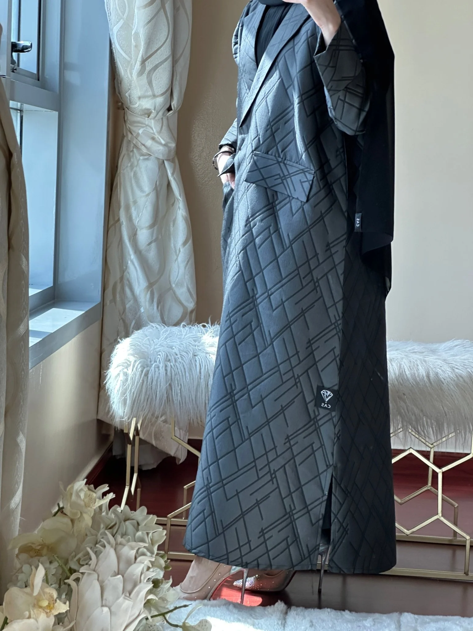 C-Black-Grey-Work-Abaya-112 - Image 6
