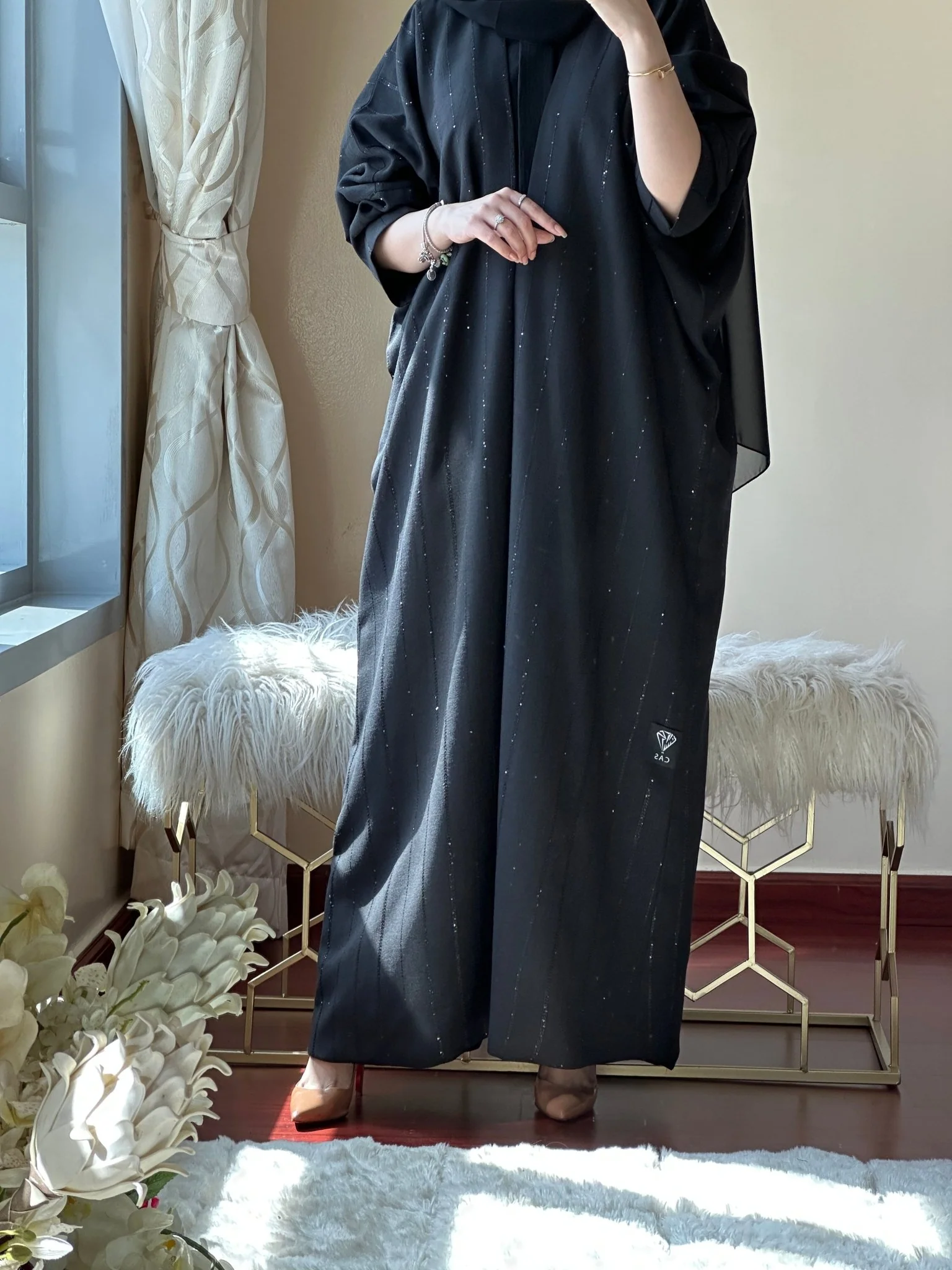 C-Black-Work-Abaya-117 - Image 2