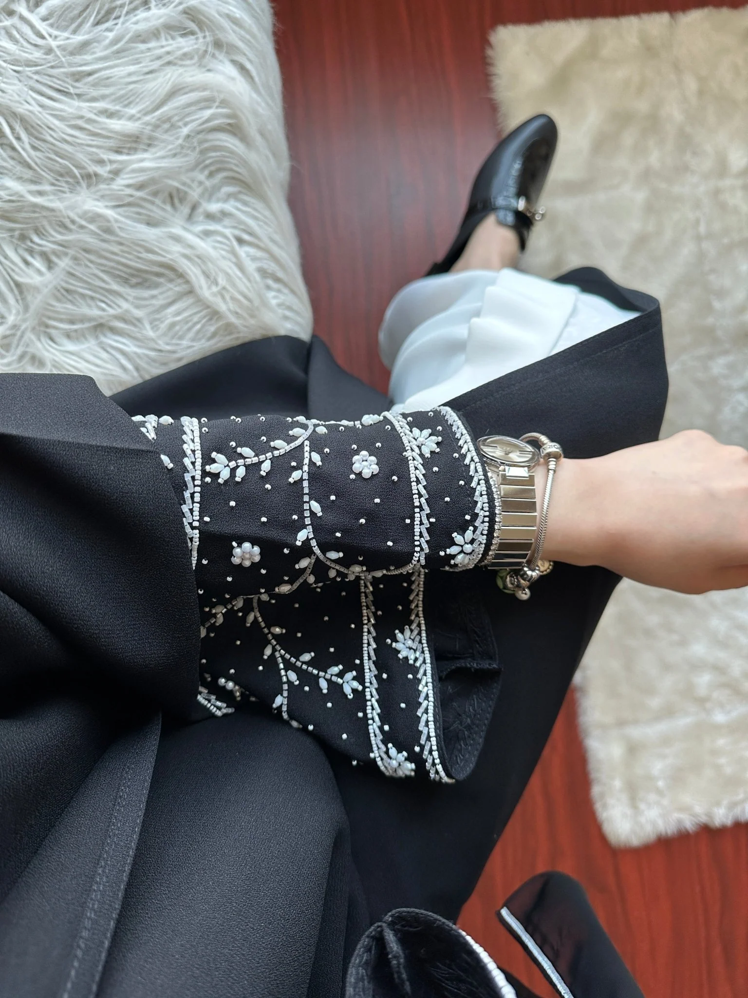C-Black-Work-Abaya-121 - Image 10