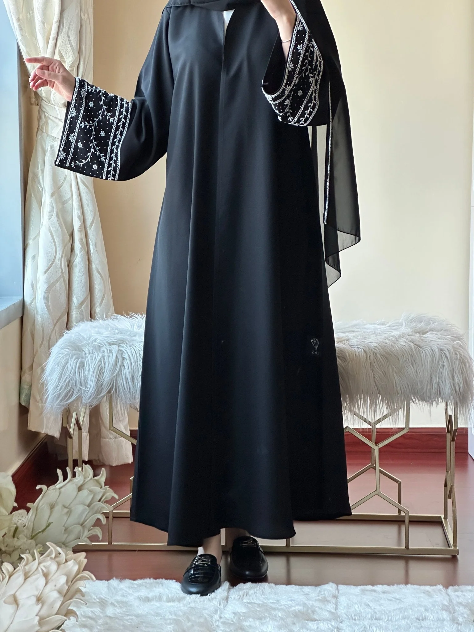 C-Black-Work-Abaya-121 - Image 4