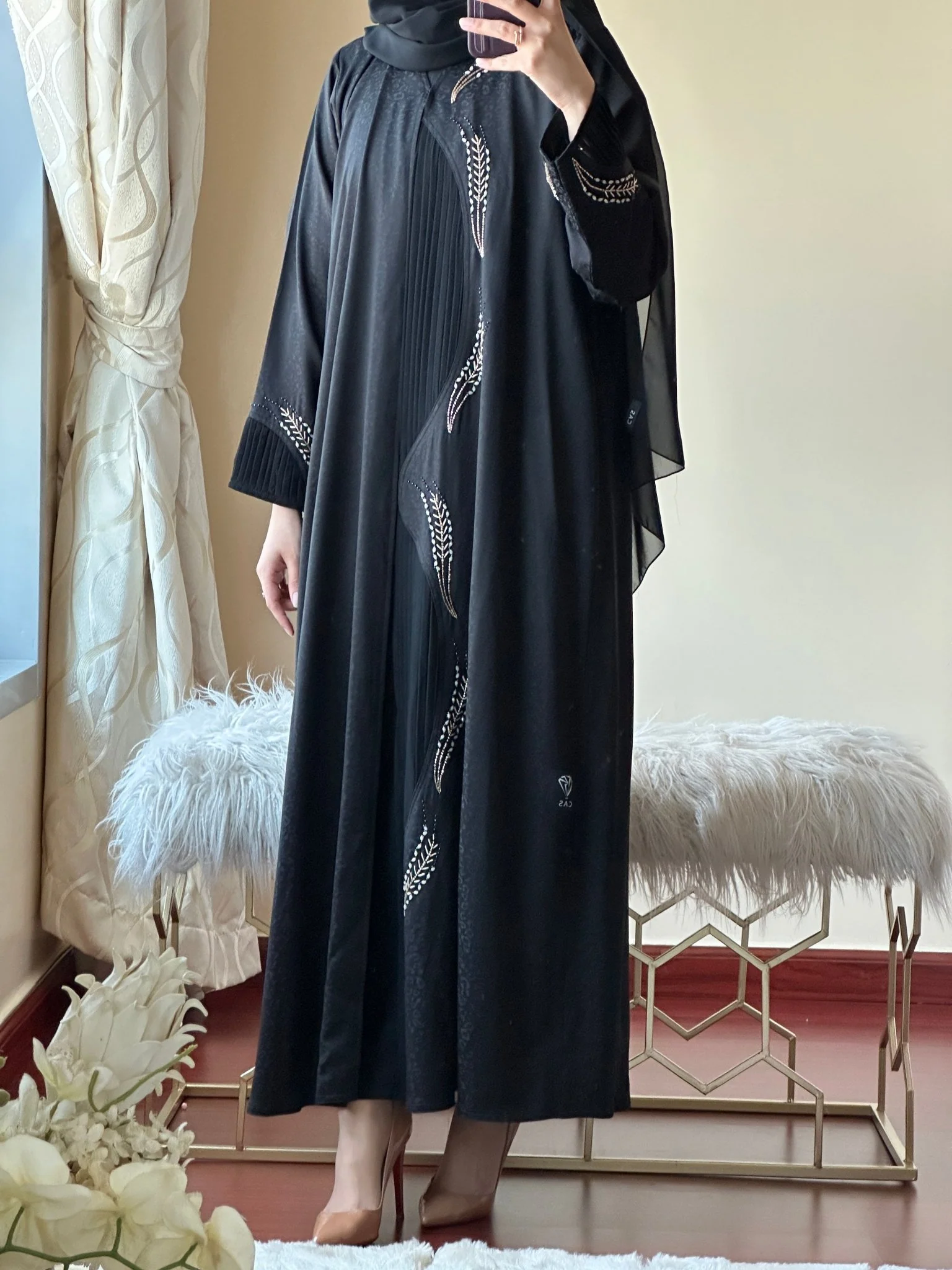 C-Black-Work-Abaya-128 - Image 4