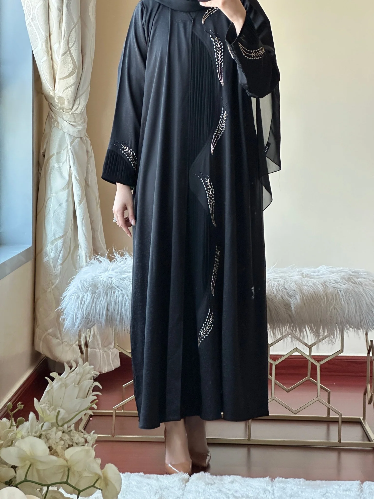 C-Black-Work-Abaya-128 - Image 5