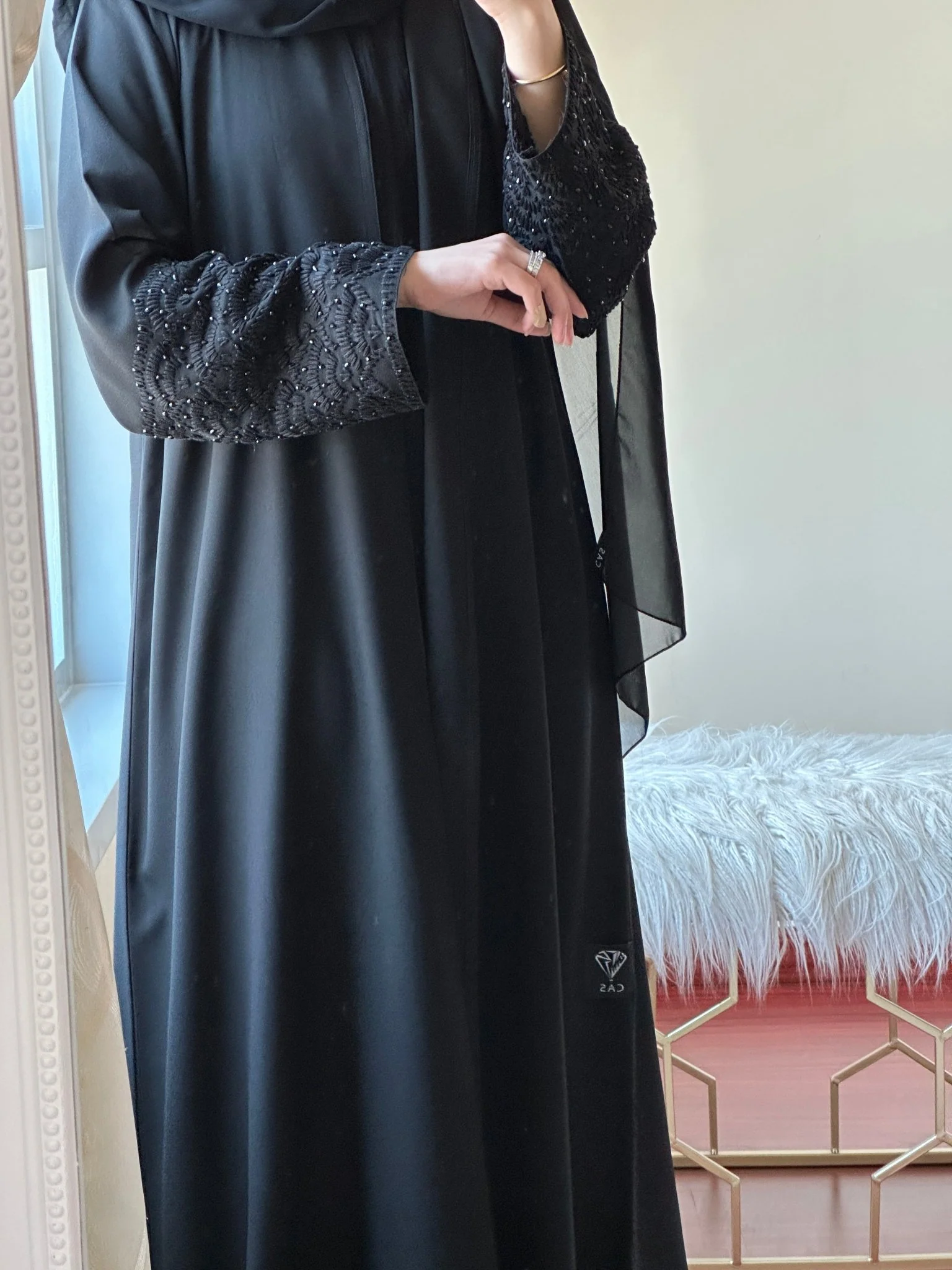 C-Black-Work-Abaya-130 - Image 5