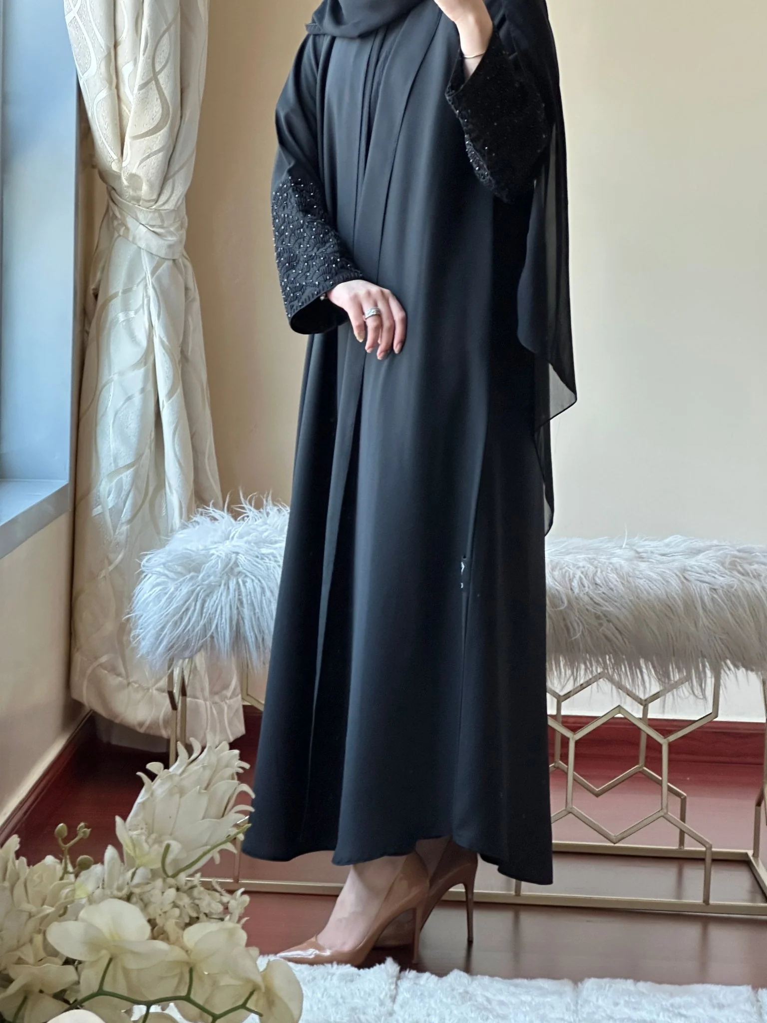 C-Black-Work-Abaya-130 - Image 6