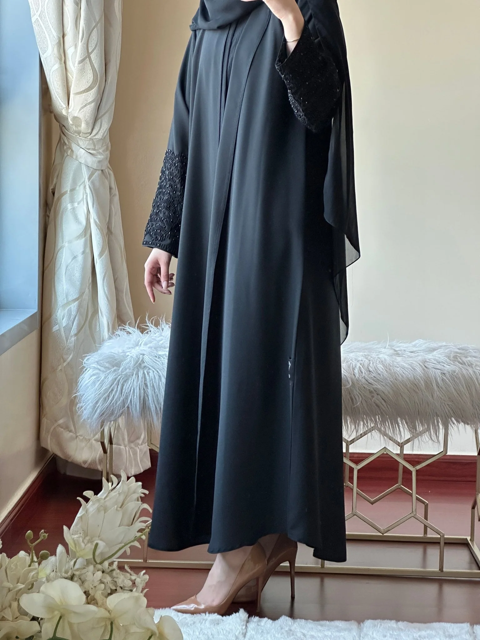 C-Black-Work-Abaya-130 - Image 8