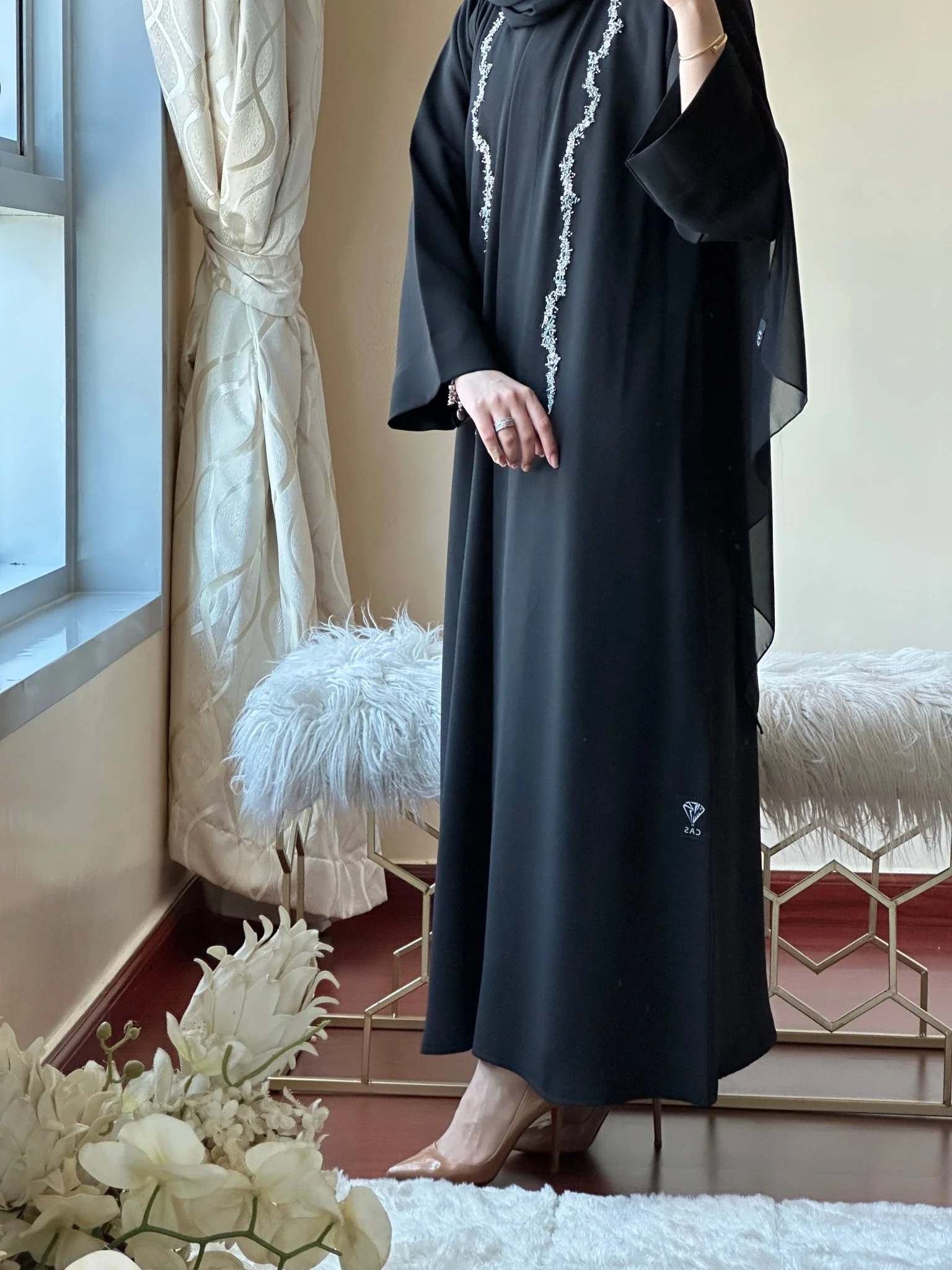 C-Black-Work-Abaya-134 - Image 3