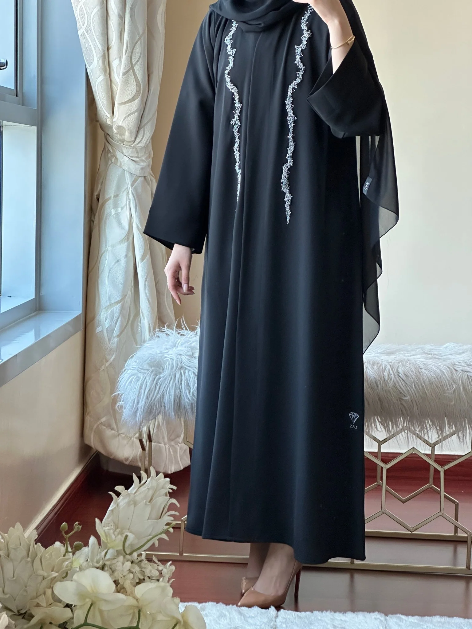 C-Black-Work-Abaya-134 - Image 5