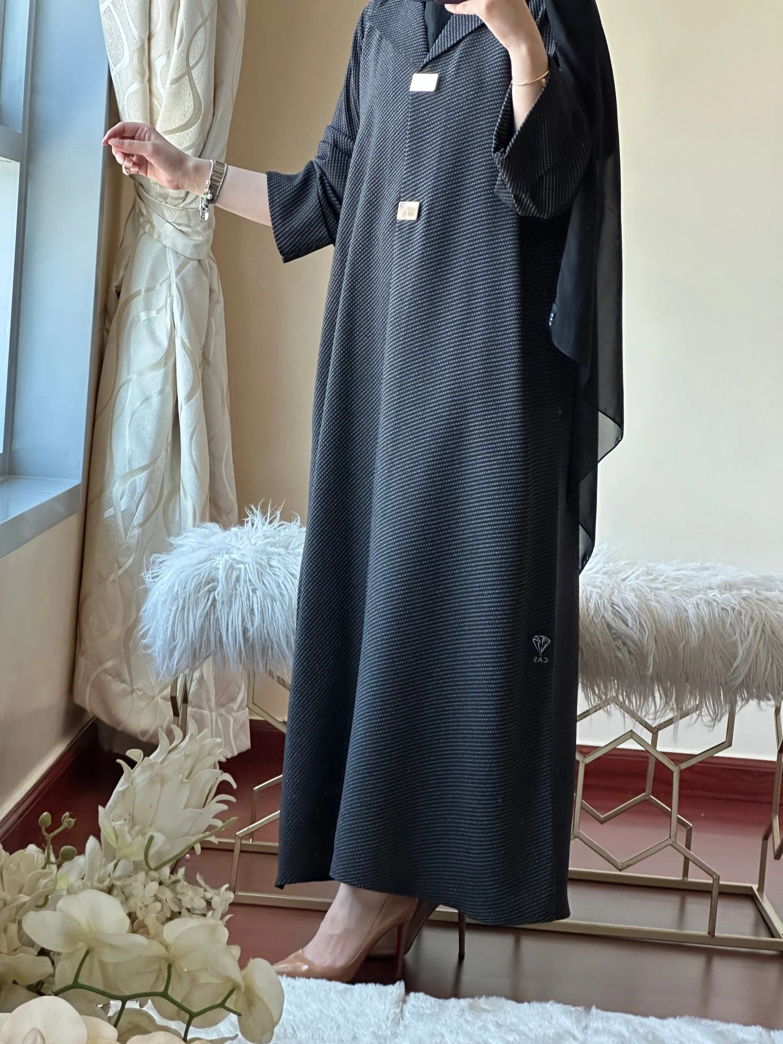 C-Black-Work-Abaya-136 - Image 4