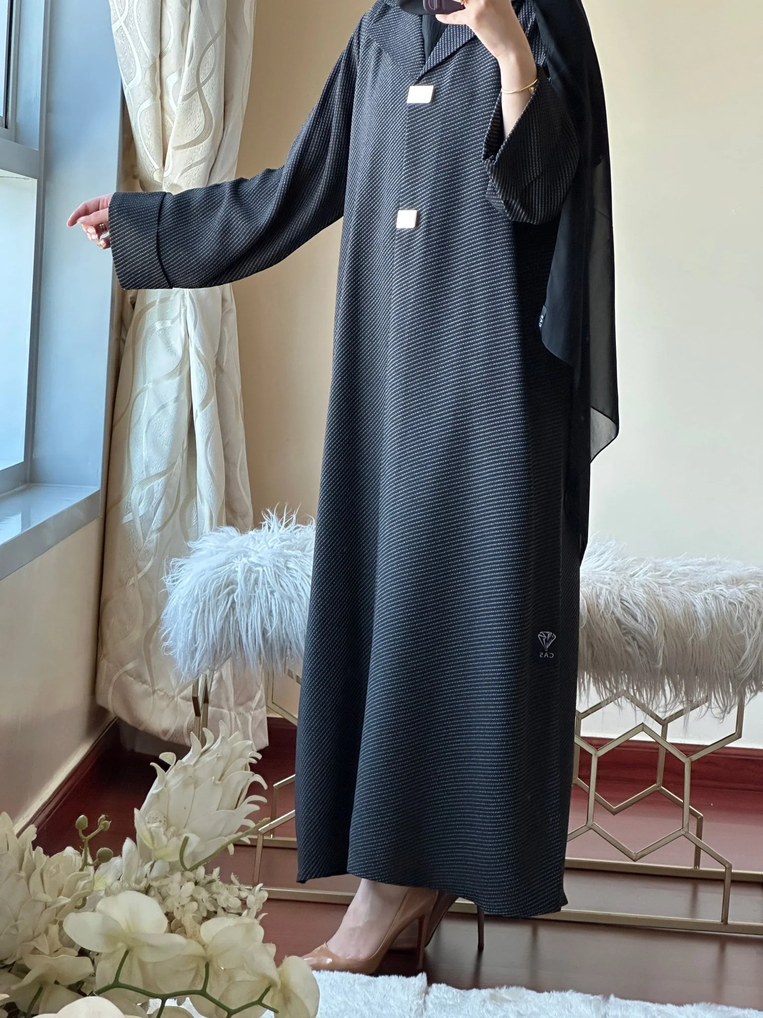 C-Black-Work-Abaya-136 - Image 5