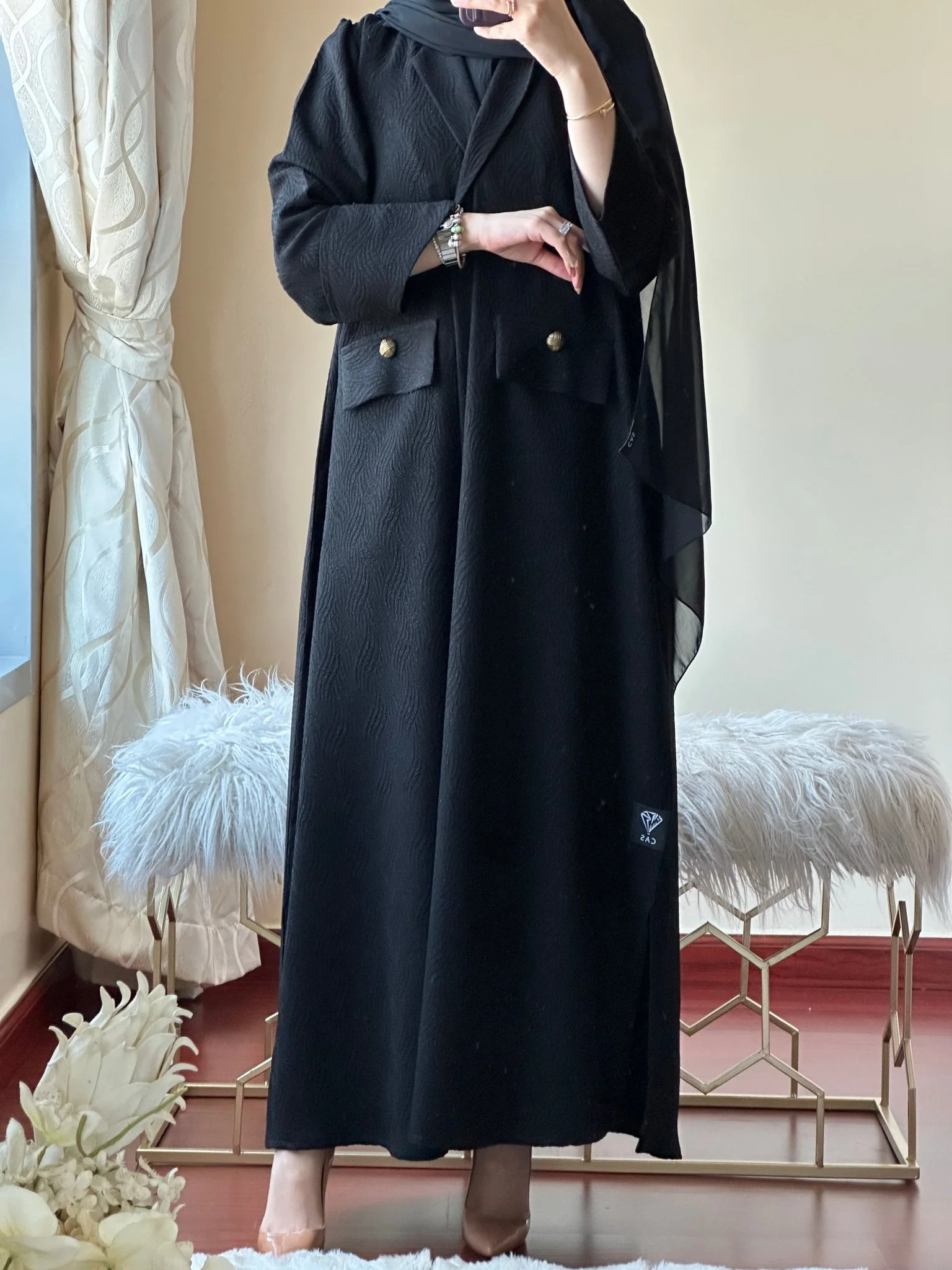C-Black-Work-Abaya-141 - Image 5