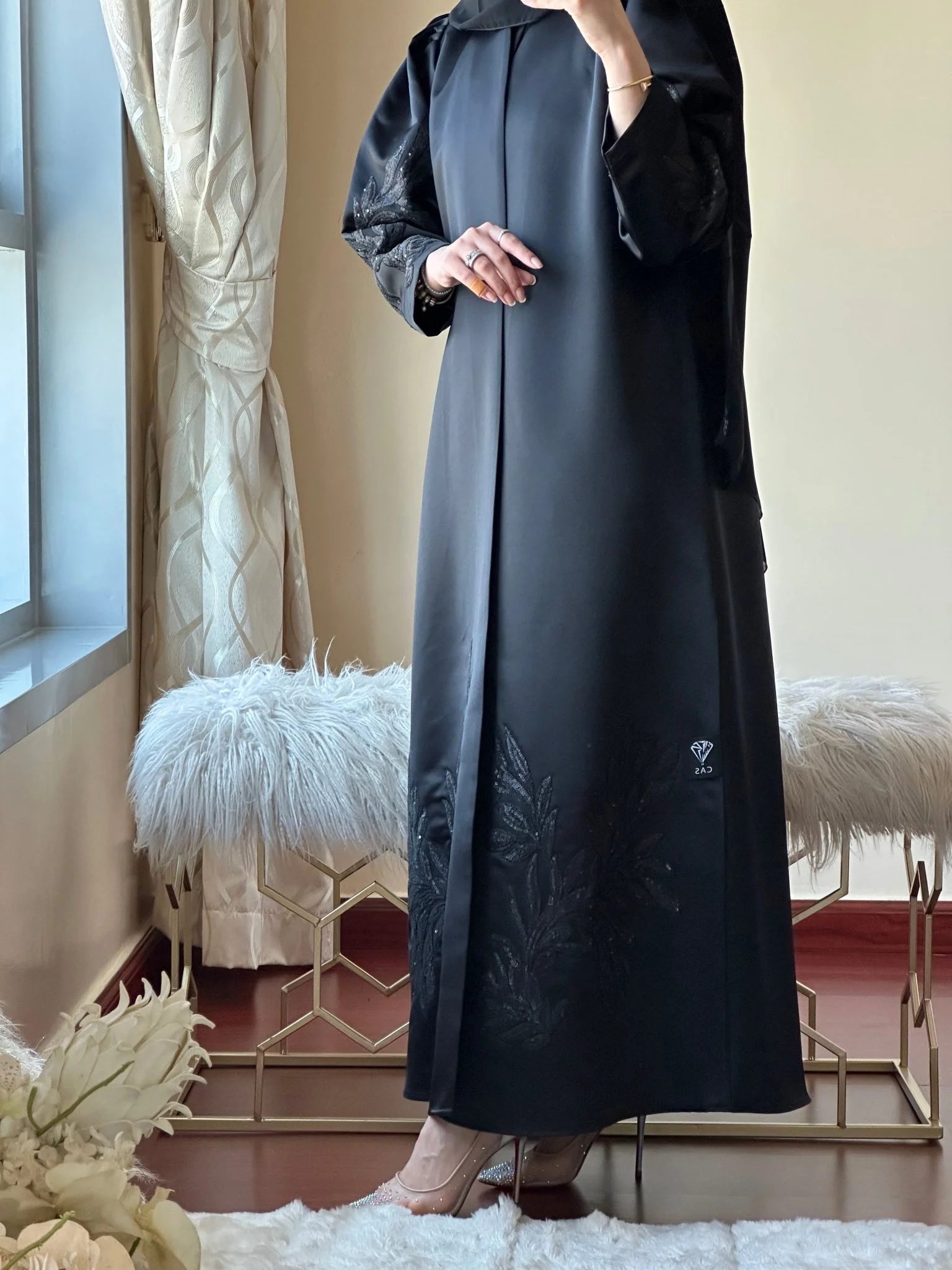 C-Black-Work-Abaya-142 - Image 6