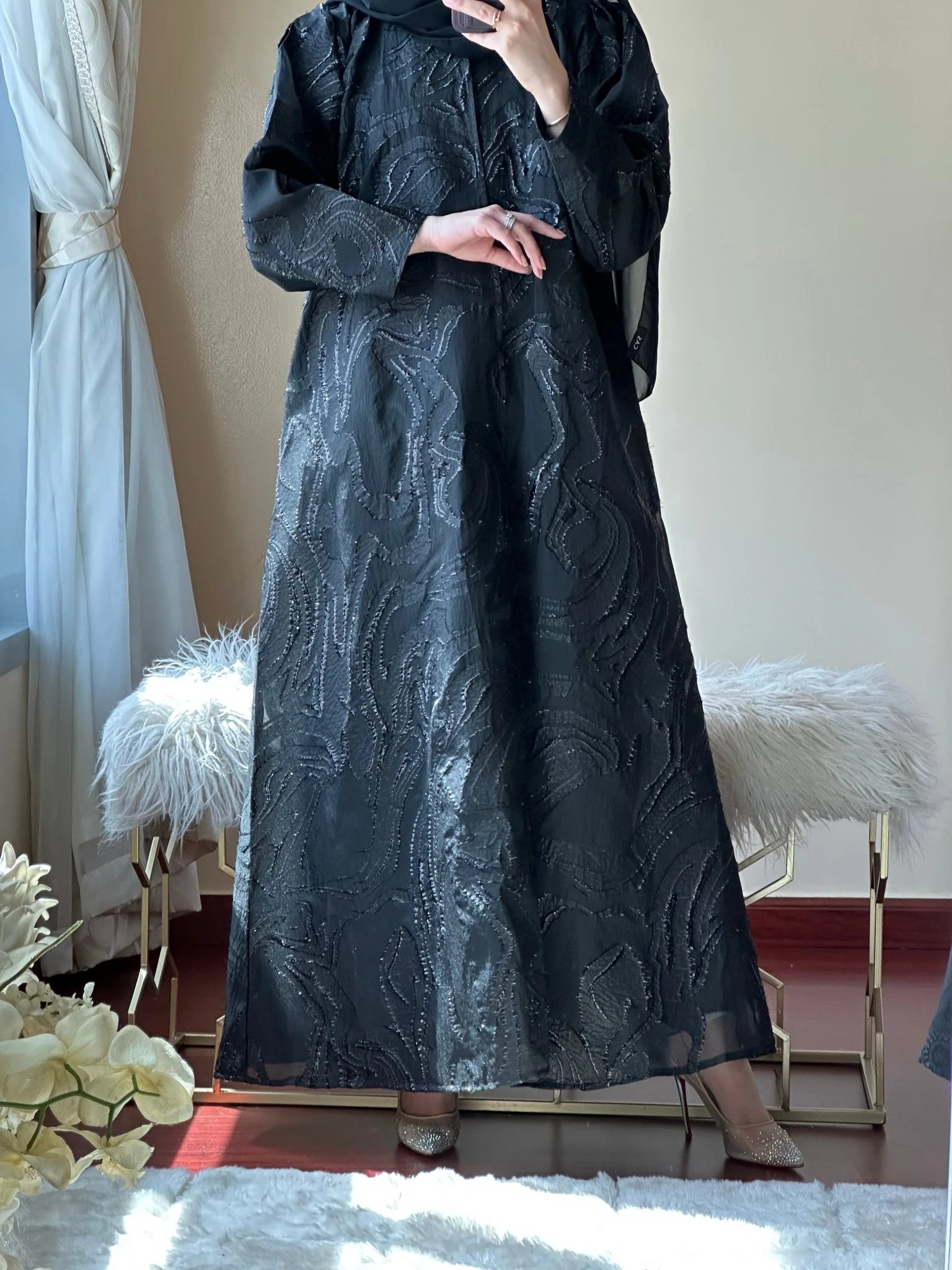 C-Black-Work-Abaya-143 - Image 4