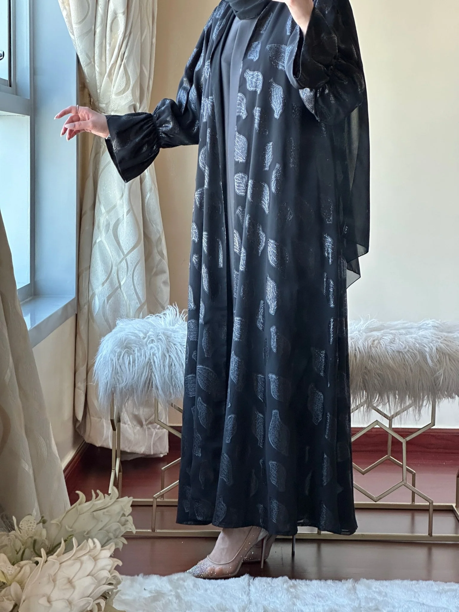 C-Black-Work-Abaya-147 - Image 4
