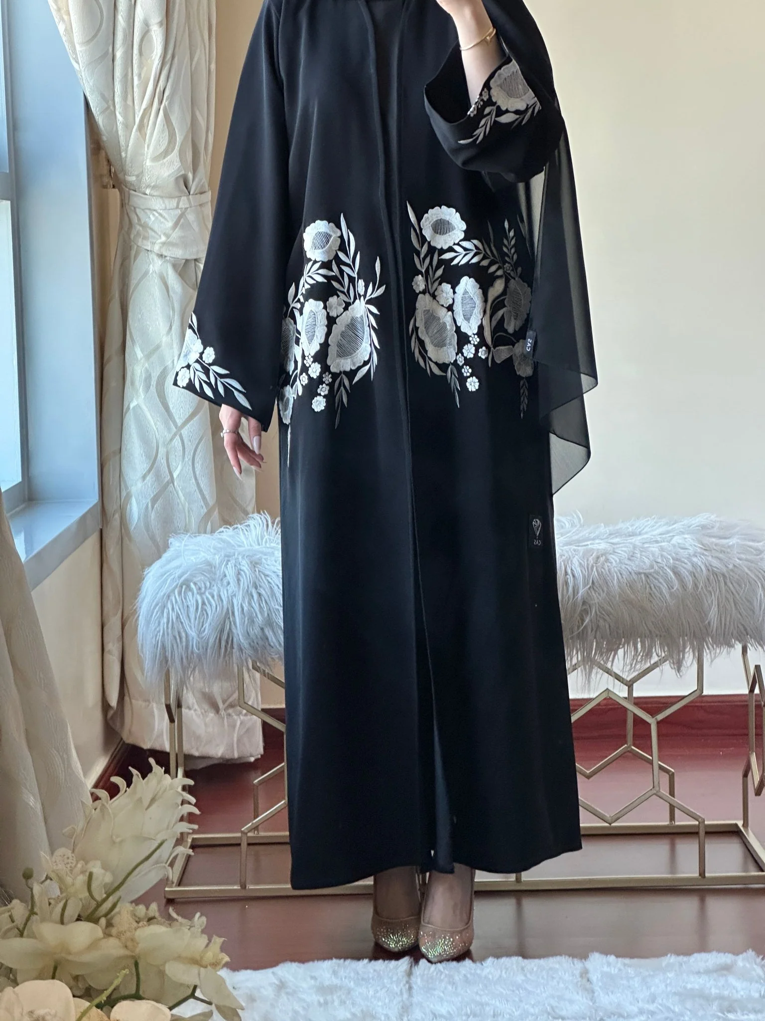 C-Black-Work-Abaya-149 - Image 2