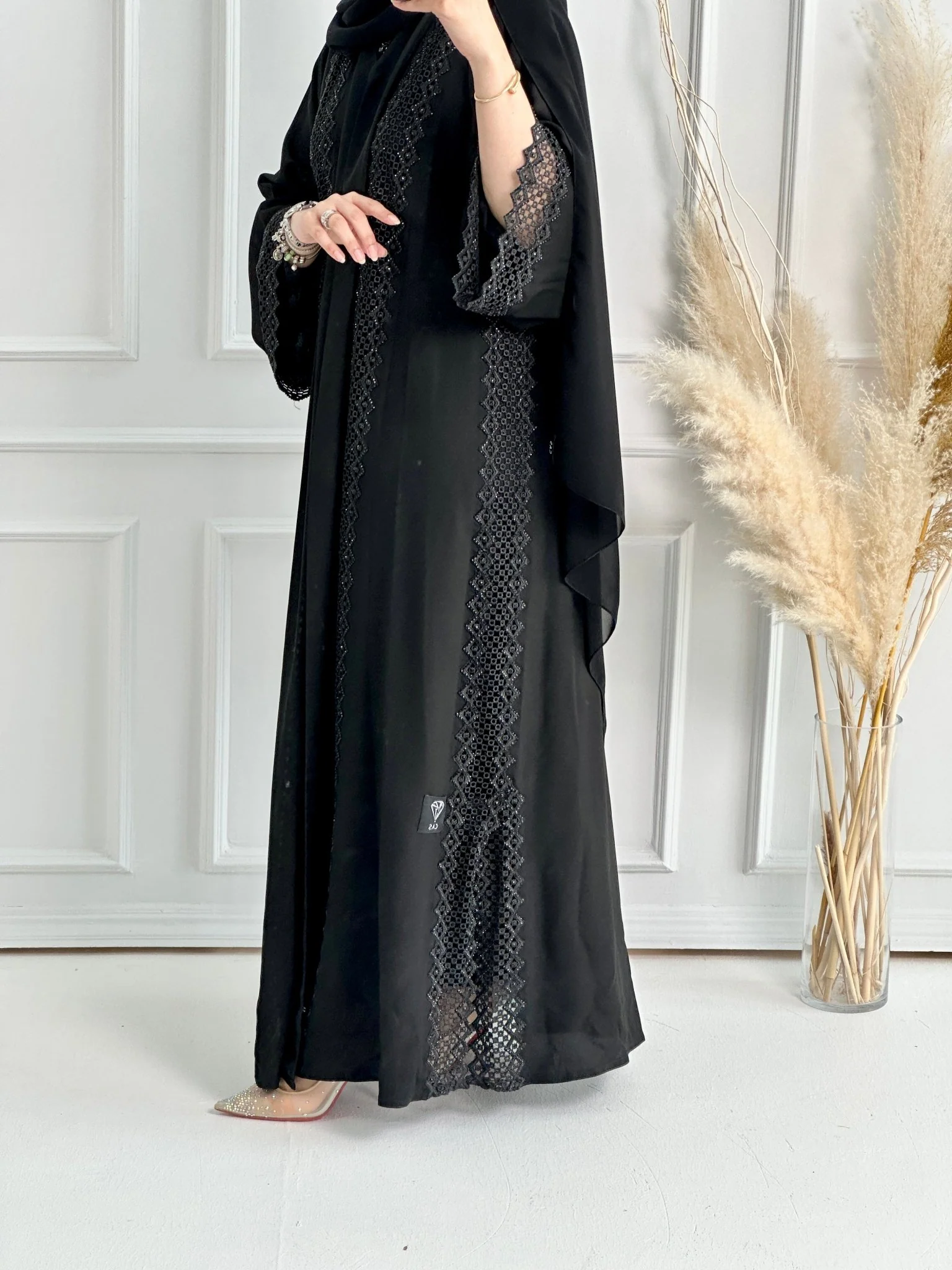 C-Black-Work-Abaya-153 - Image 3