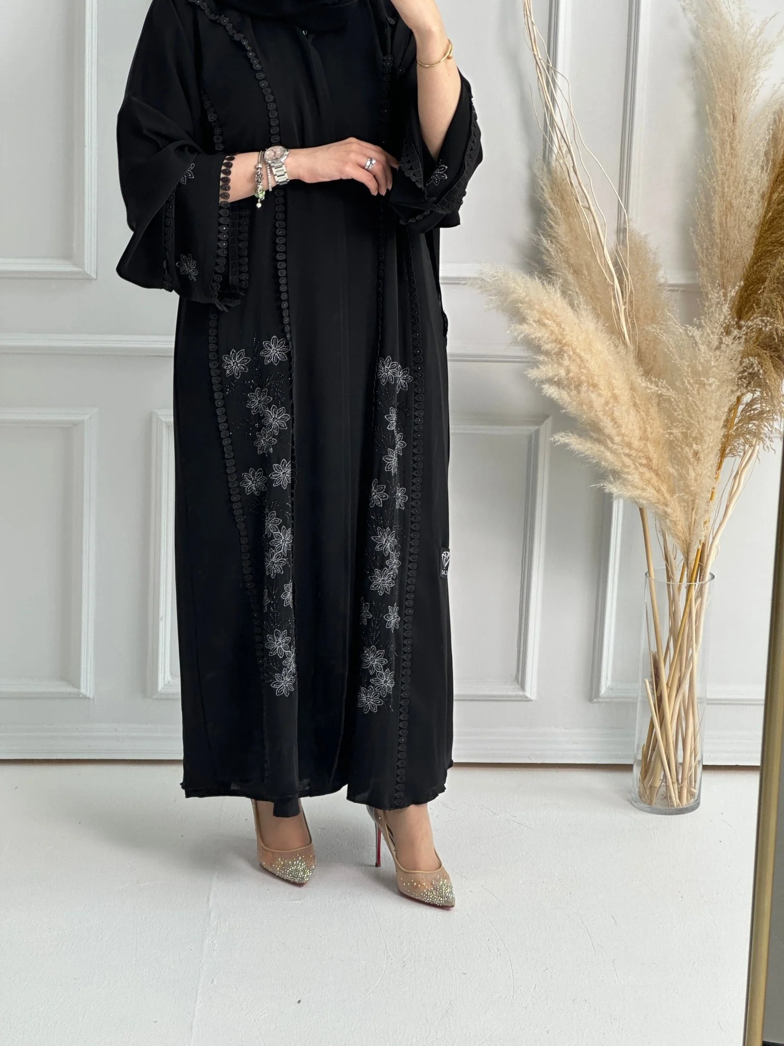 C-Black-Work-Abaya-154 - Image 2