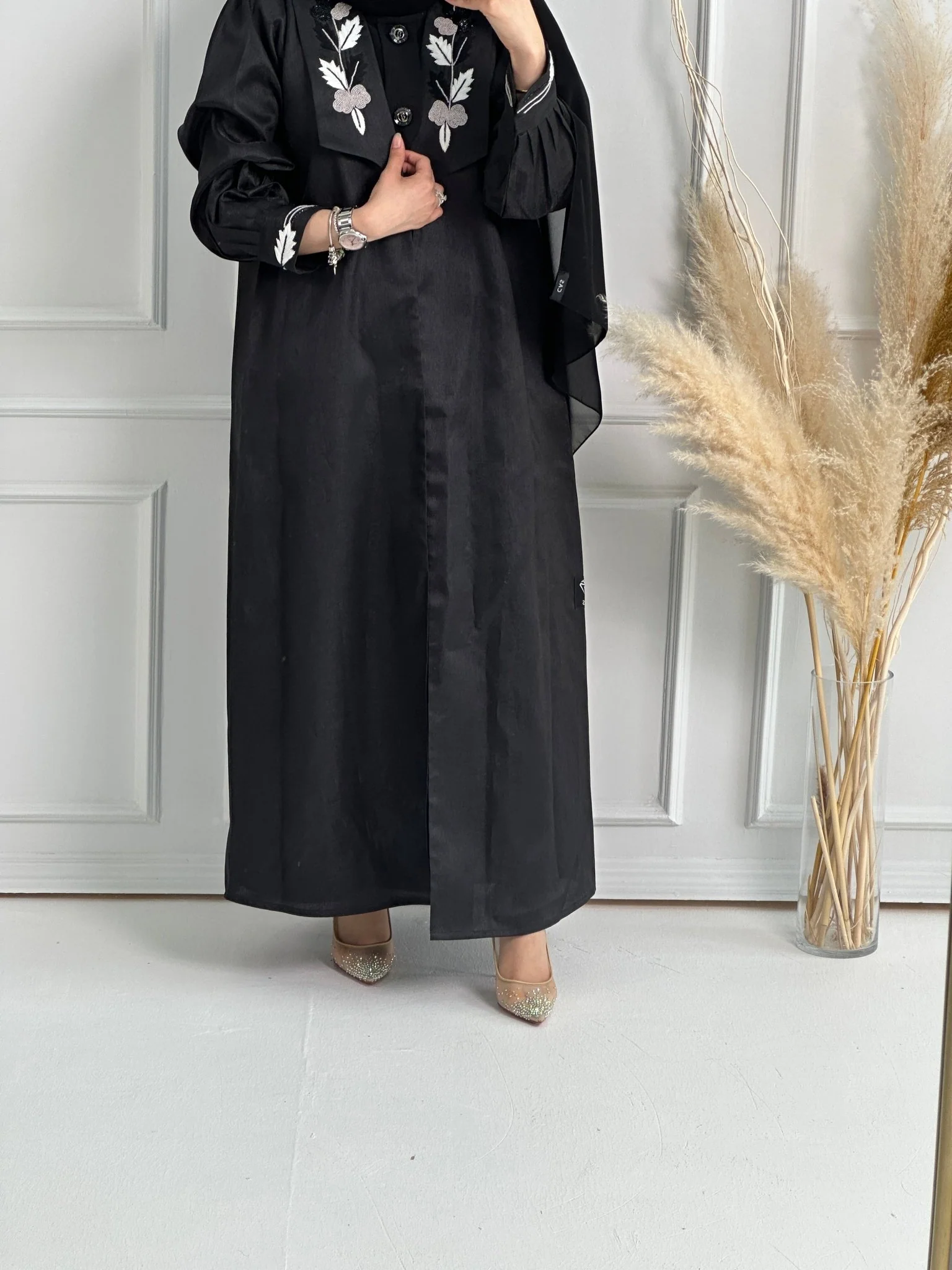 C-Black-Work-Abaya-155 - Image 6