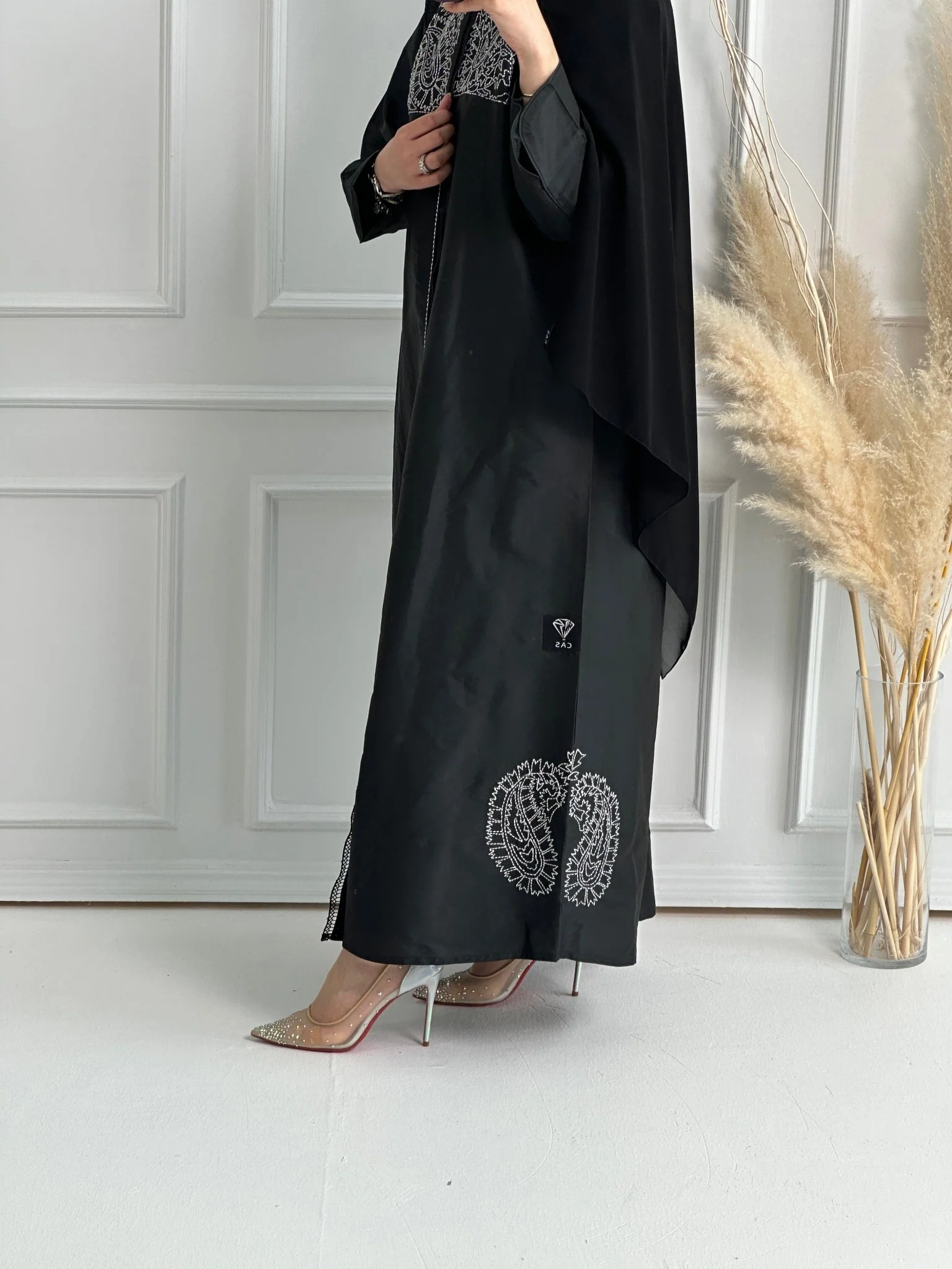 C-Black-Work-Abaya-156 - Image 4