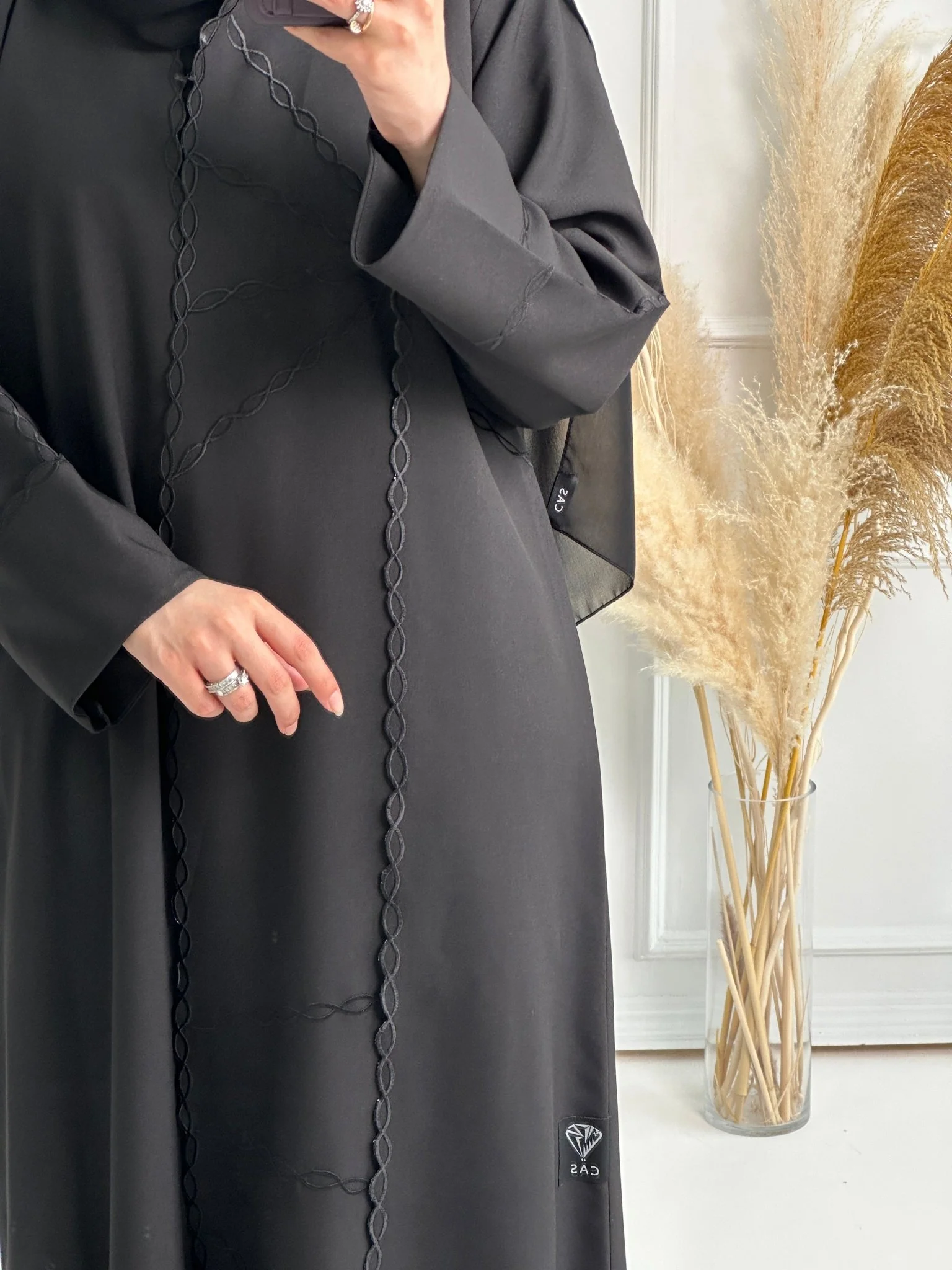 C-Black-Work-Abaya-159 - Image 9