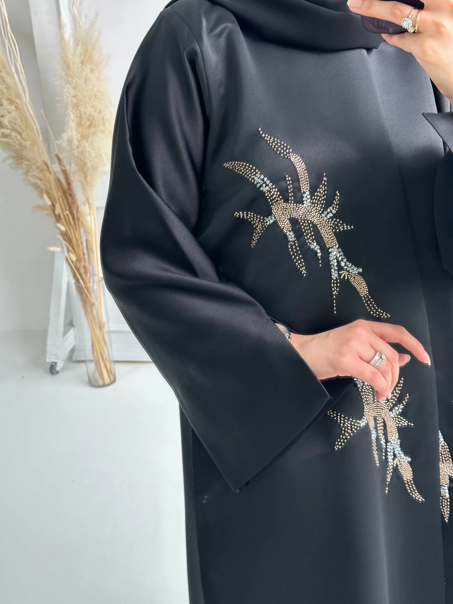 C-Black-Work-Abaya-161 - Image 10