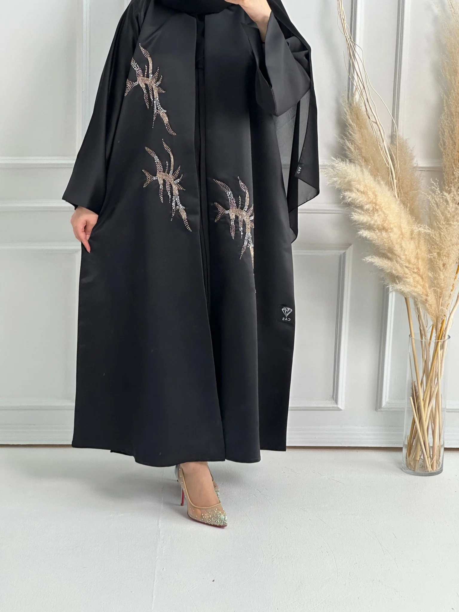 C-Black-Work-Abaya-161 - Image 5