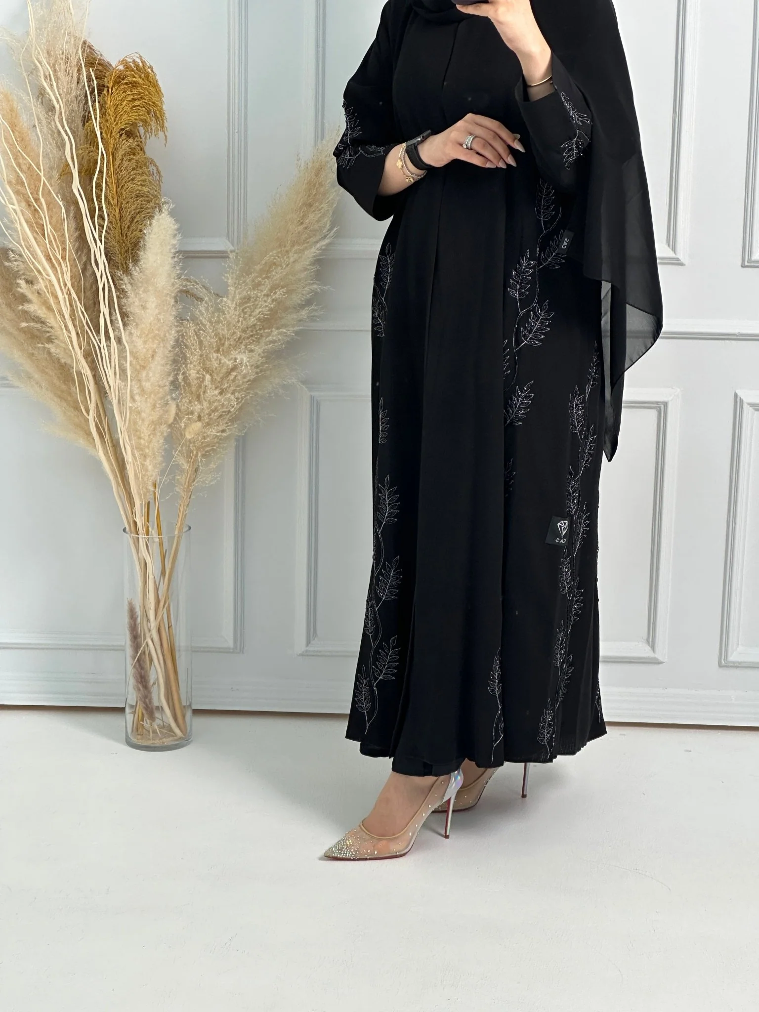 C-Black-Work-Abaya-162 - Image 2